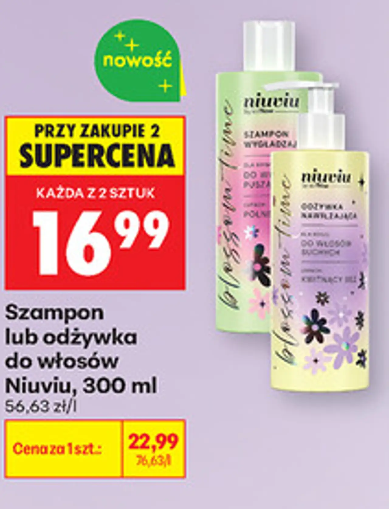 Szampon lub odżywka do włosów Niuviu, 300 ml