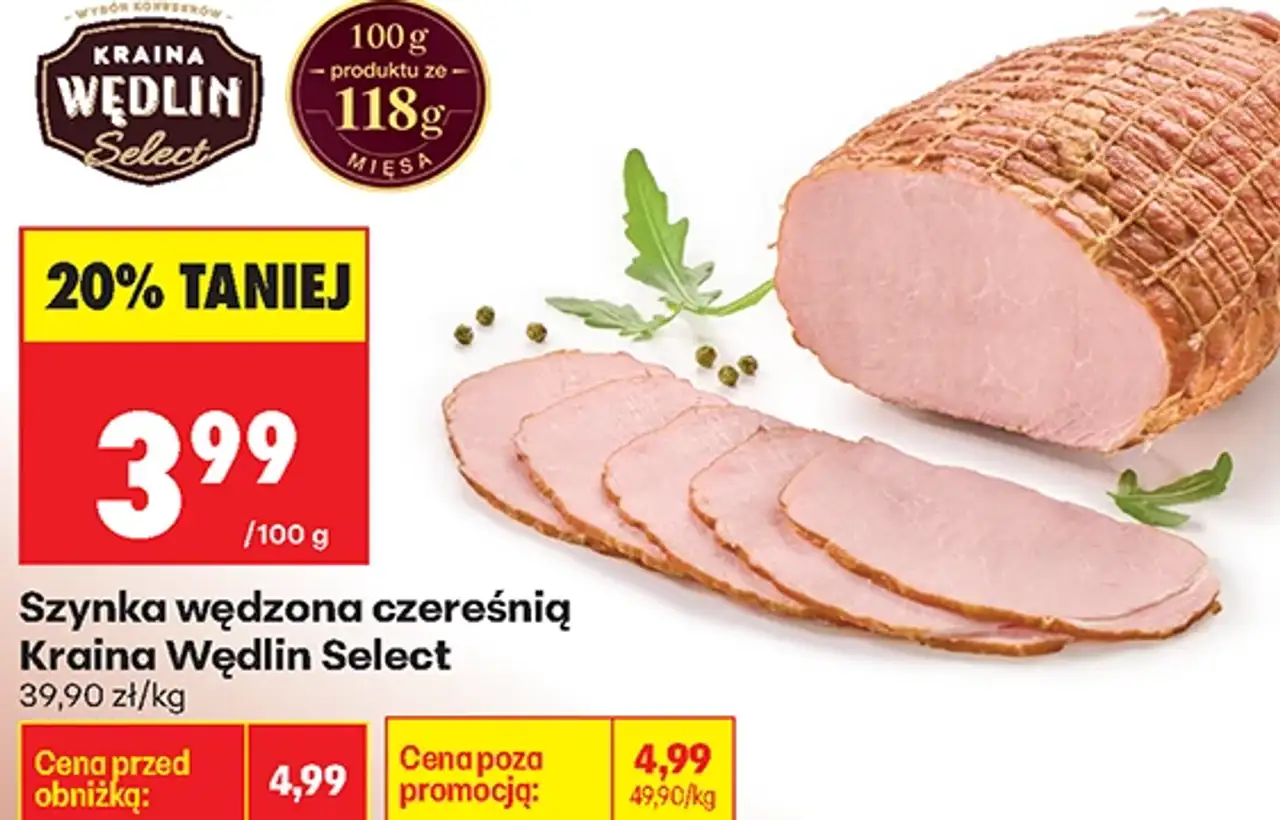 Szynka wędzona czereśnią Kraina Wędlin Select