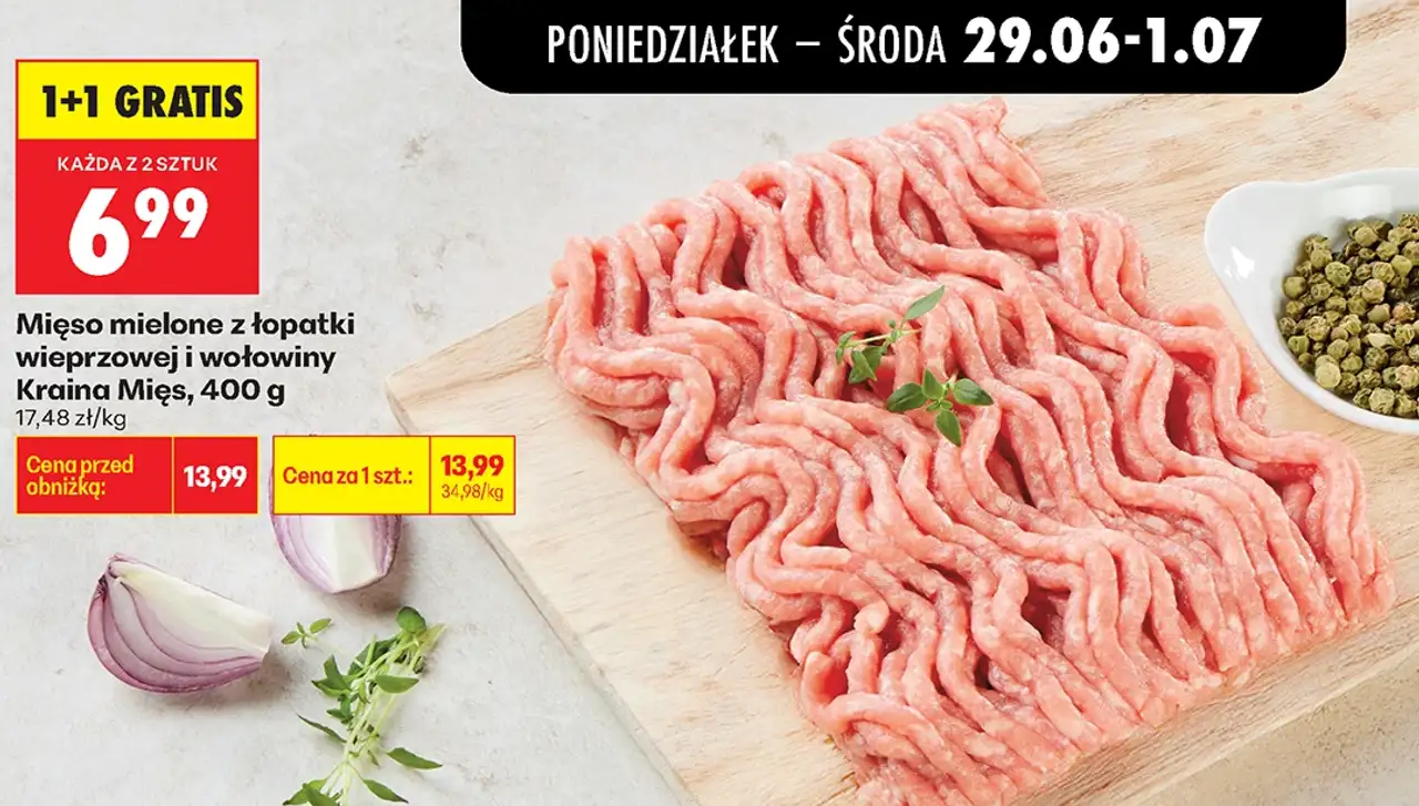 Mięso mielone z łopatki wieprzowej i wołowiny Kraina Mięs, 400 g