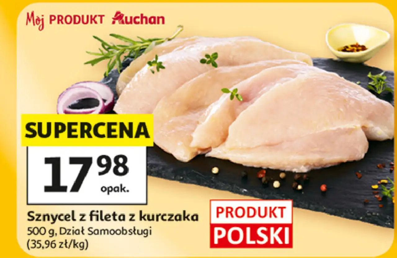 Sznycle z fileta kurczaka Auchan Różnorodne (Logo Czerwone)