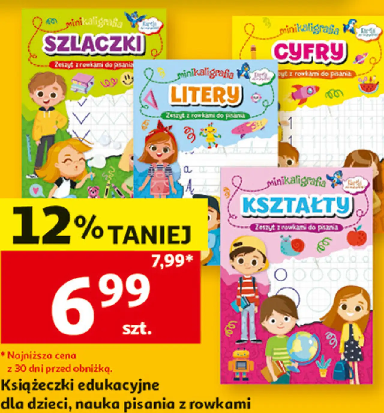 Książeczki edukacyjne dla dzieci, nauka pisania z rowkami