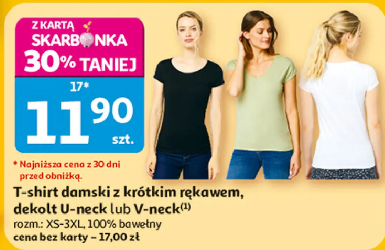 T-shirt damski z krótkim rękawem, dekolt U-neck lub V-neck Inextenso