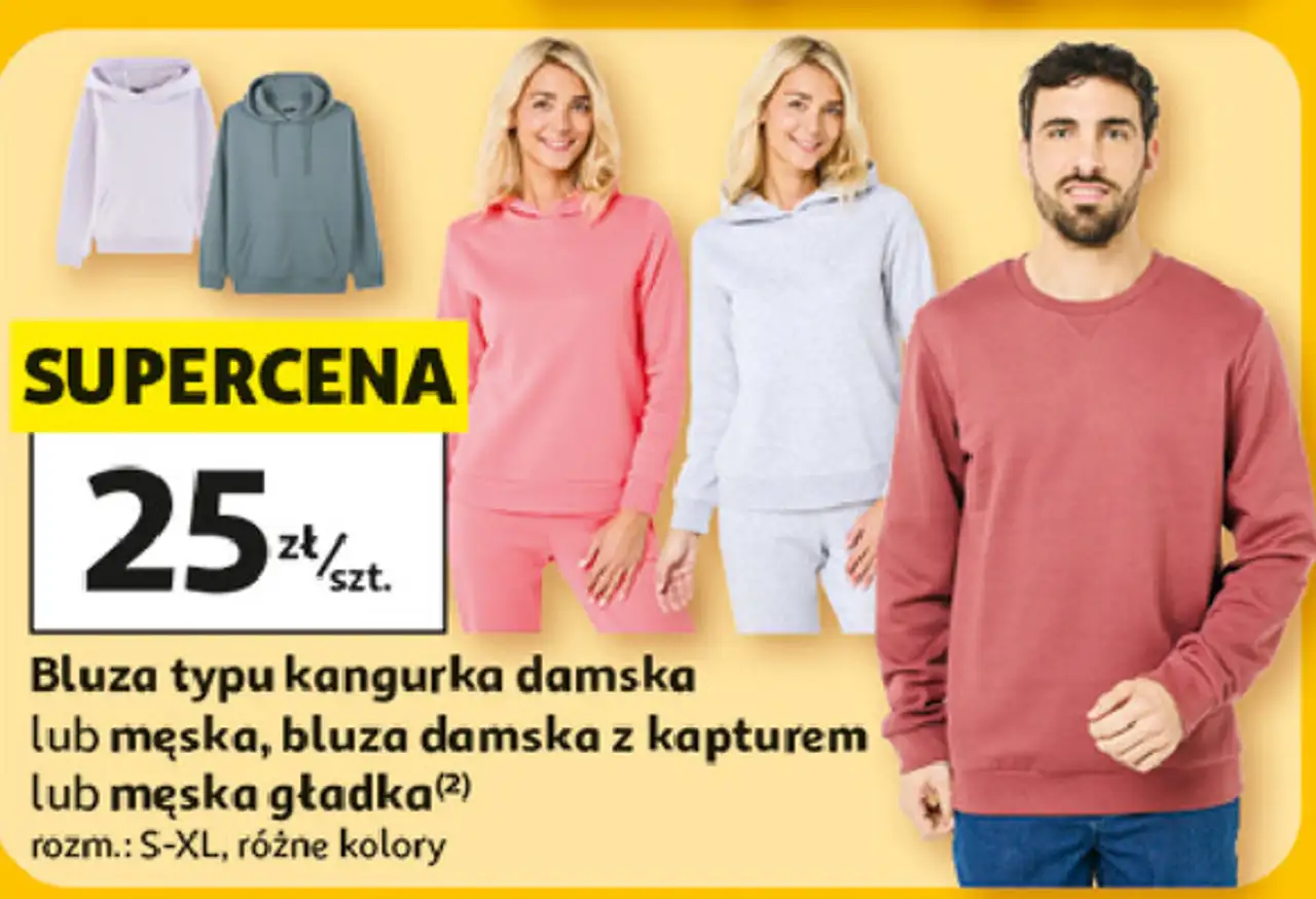 Bluza typu kangurka damska lub męska, bluza damska z kapturem lub męska gładka Inextenso