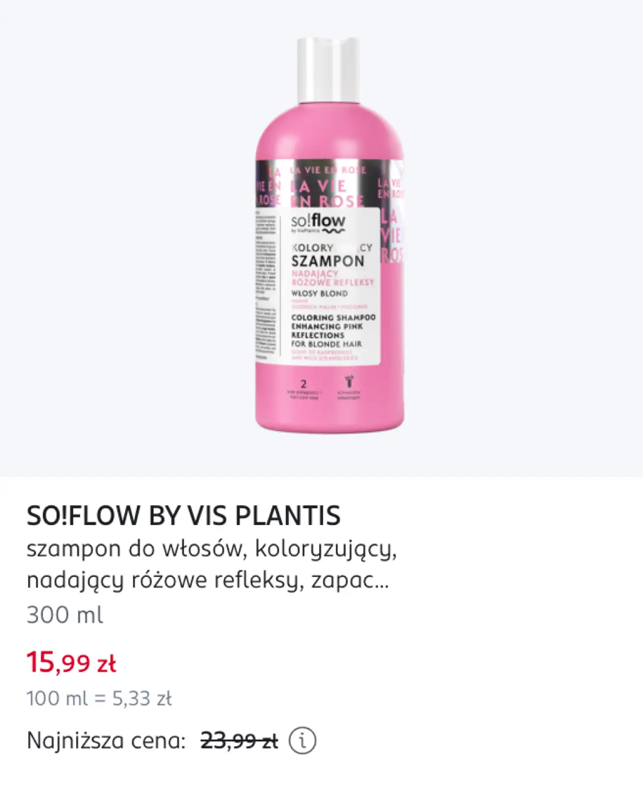 SO!FLOW BY VIS PLANTIS szampon do włosów, koloryzujący, nadający różowe refleksy, zapac...