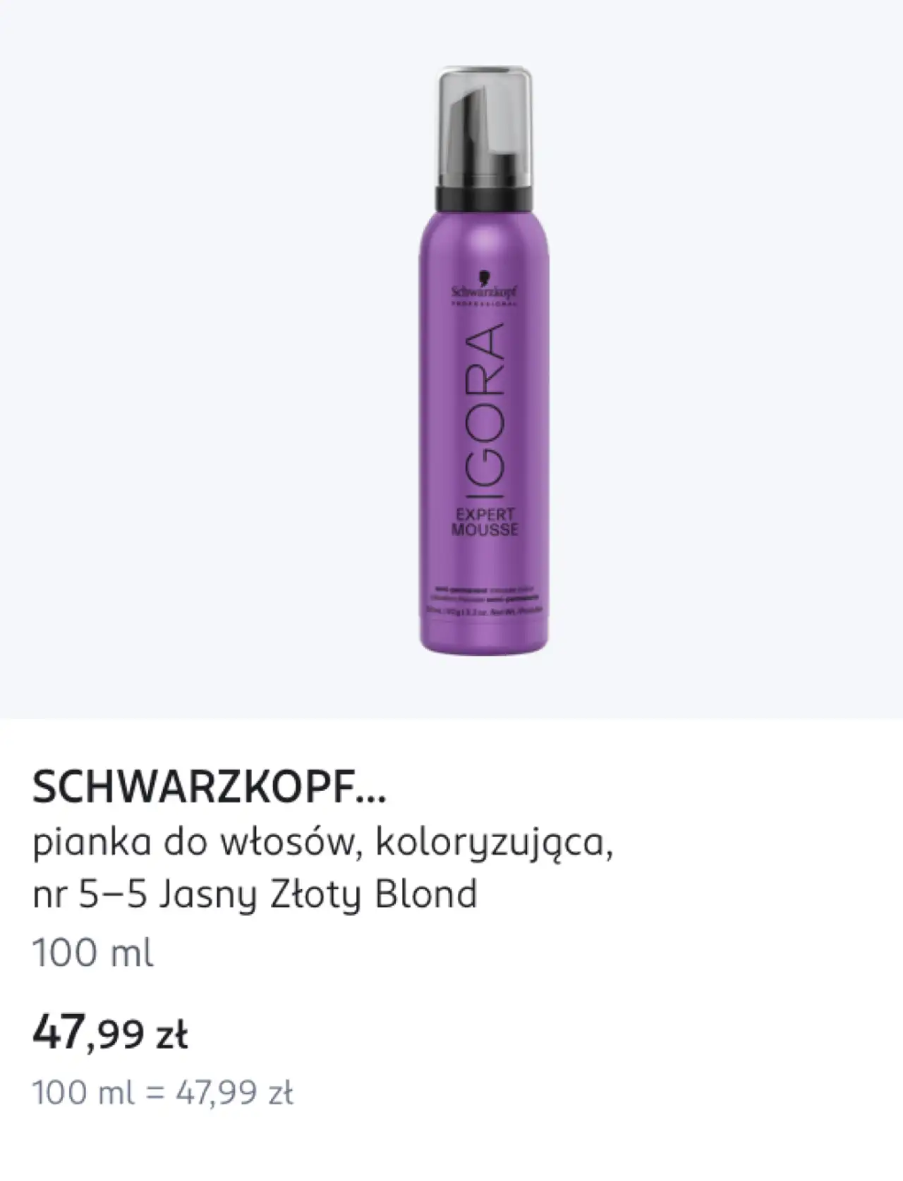 SCHWARZKOPF pianka do włosów, koloryzująca, nr 5-5 Jasny Złoty Blond