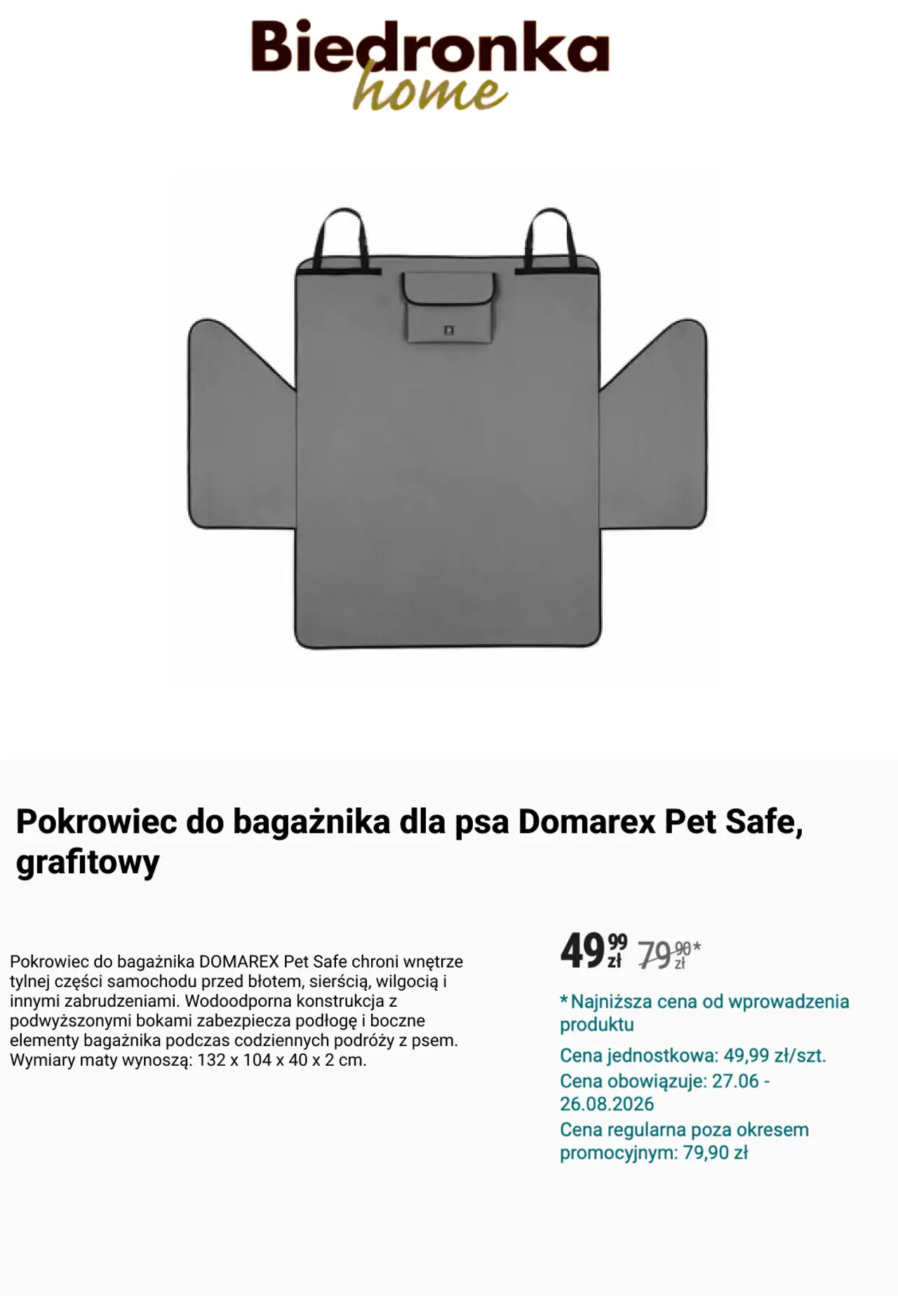 Pokrowiec do bagażnika dla psa Domarex Pet Safe, grafitowy