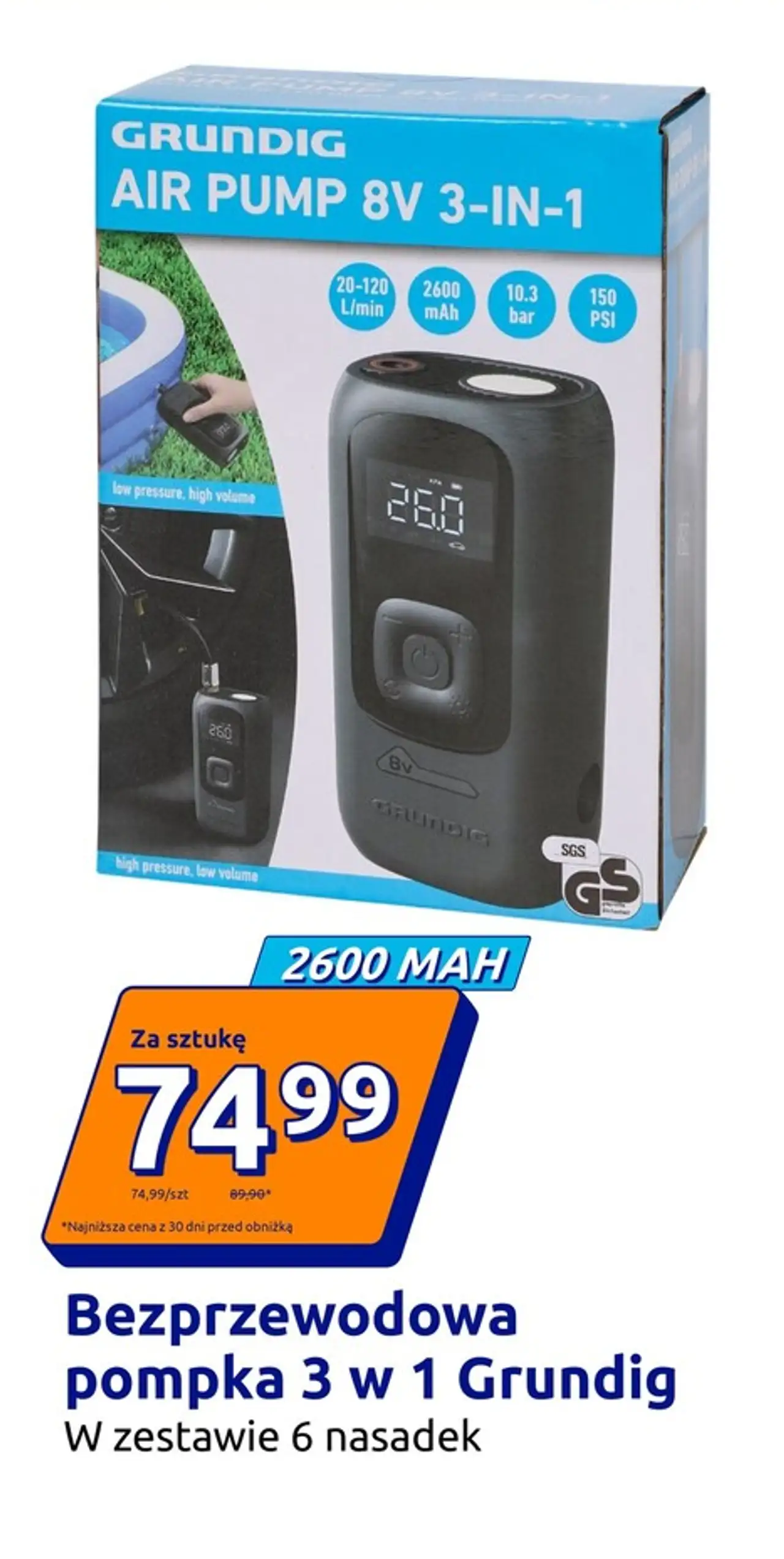 Bezprzewodowa pompka 3 w 1 Grundig