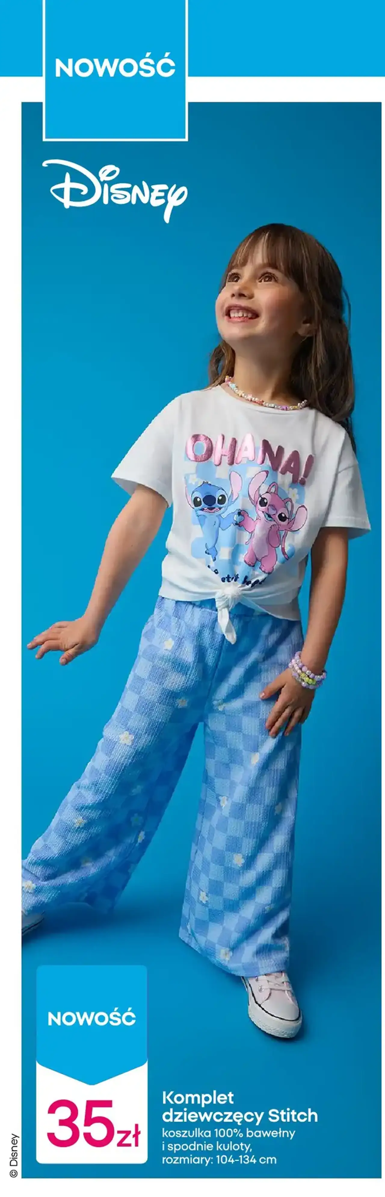 Komplet dziewczęcy Stitch koszulka 100% bawełny i spodnie kuloty