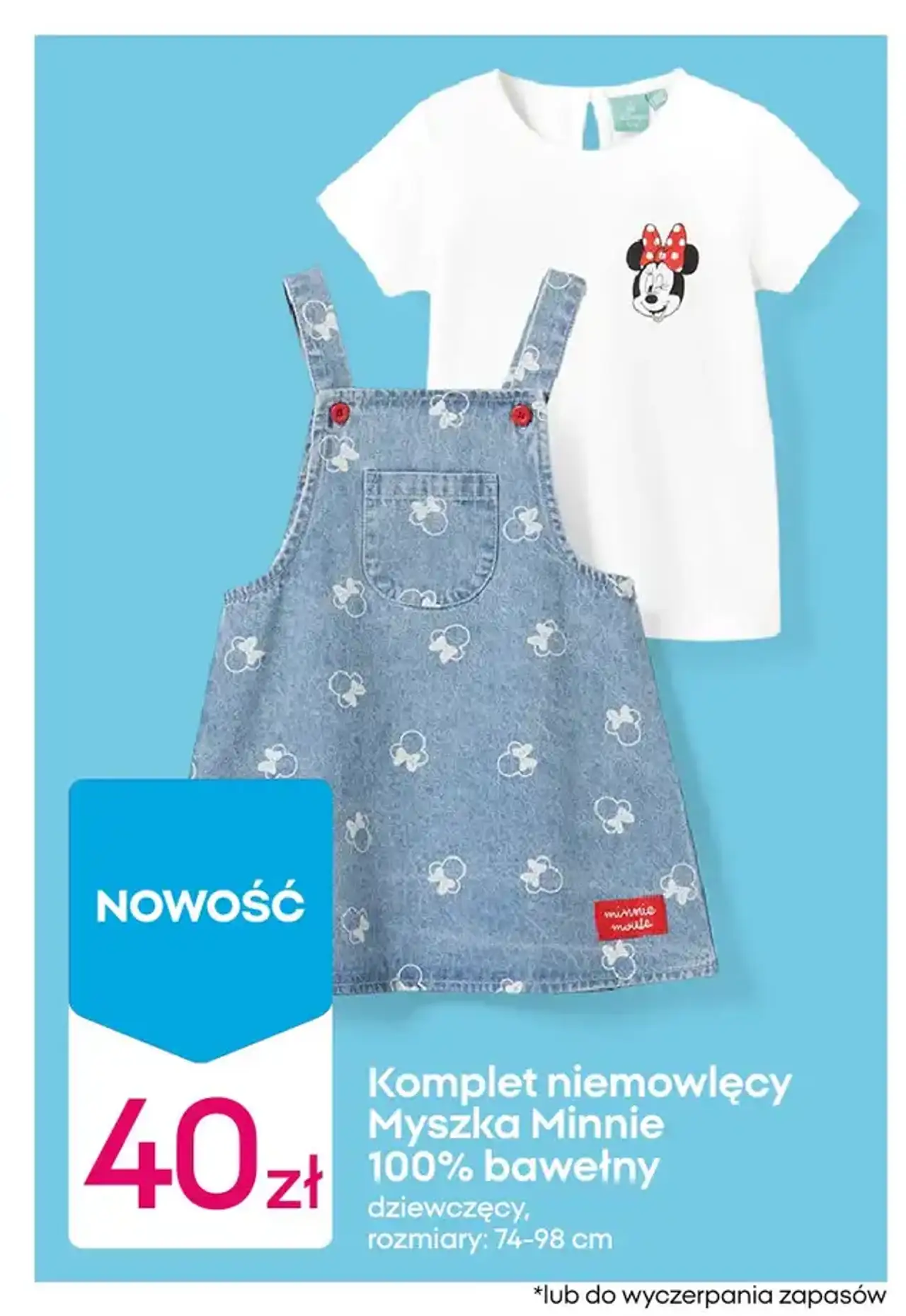Komplet niemowlęcy Myszka Minnie 100% bawełny dziewczęcy