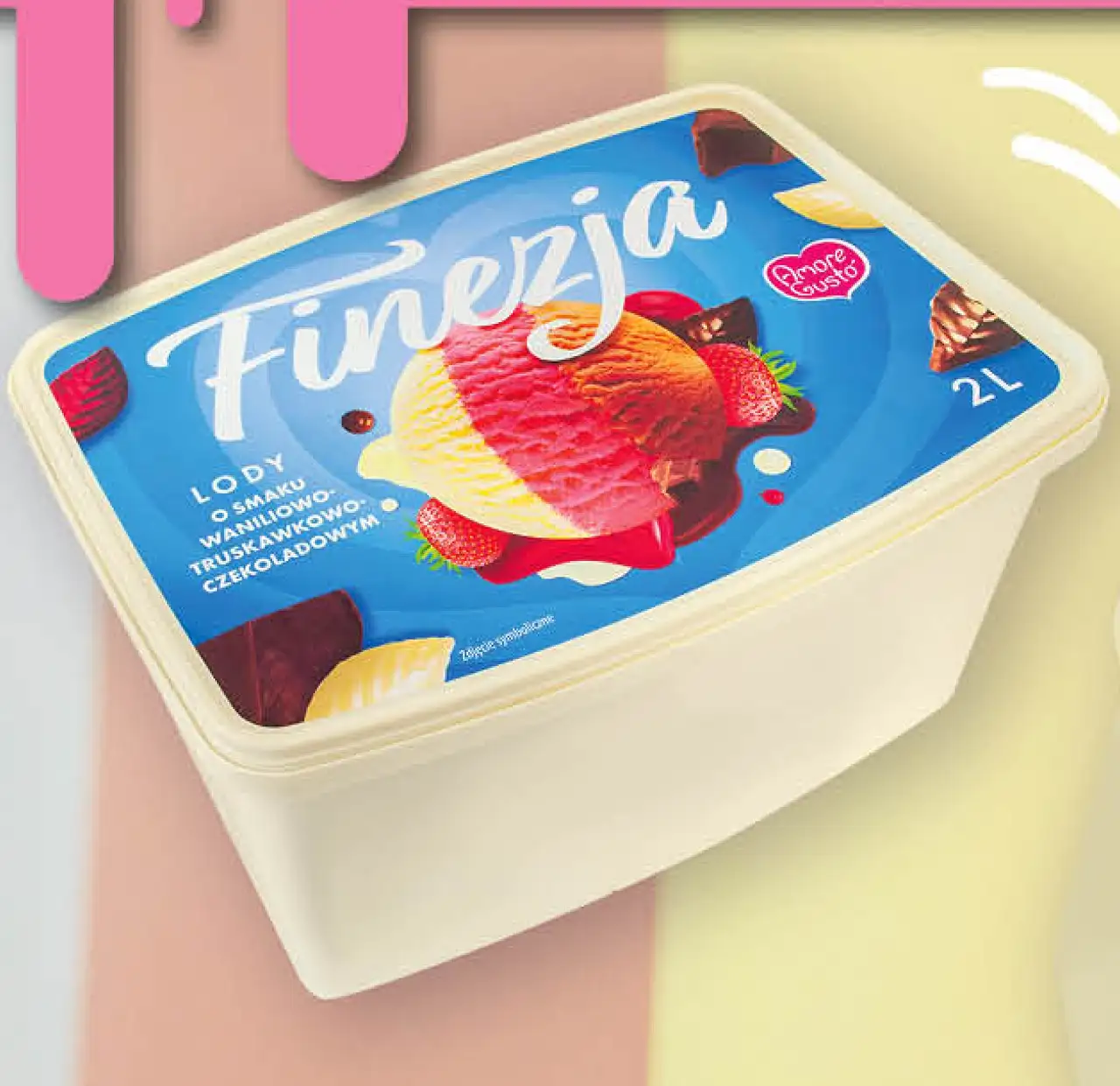 Amore Gusto Finezja Lody o smaku waniliowo-truskawkowo-czekoladowym 2 l
