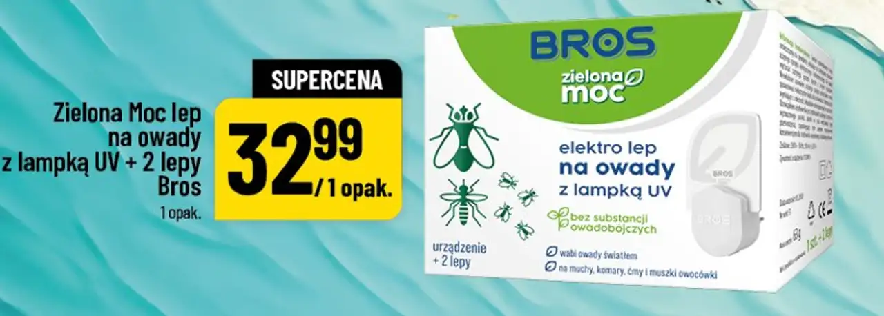 Zielona Moc lep na owady z lampką UV + 2 lepy Bros