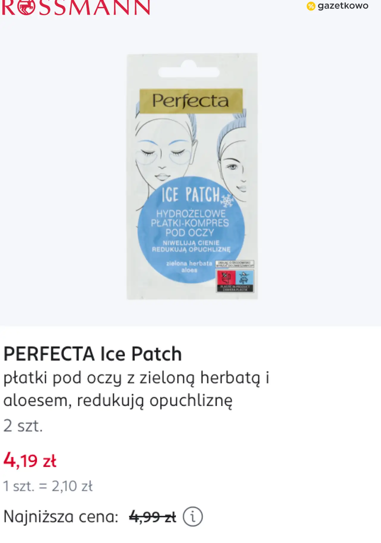 PERFECTA Ice Patch płatki pod oczy z zieloną herbatą i aloesem, redukują opuchliznę