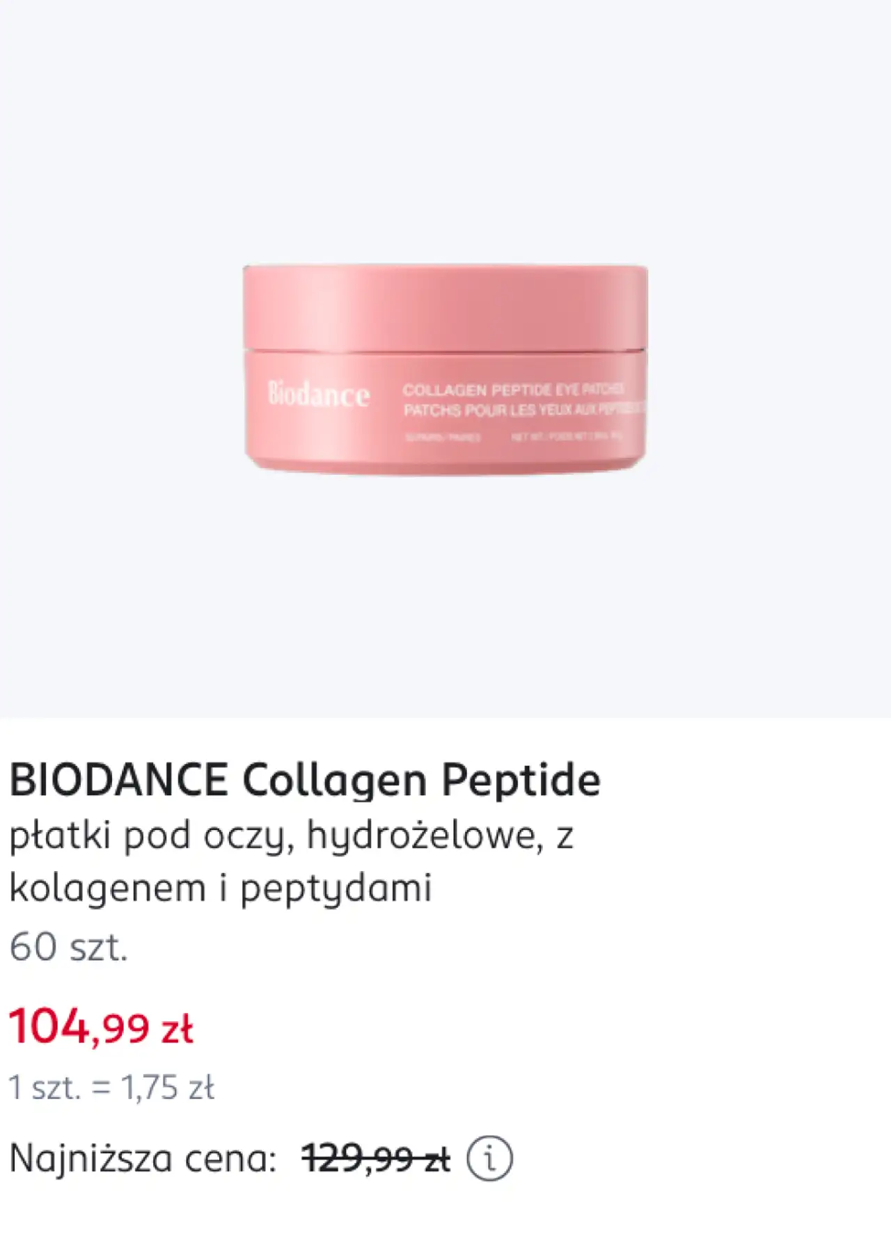 BIODANCE Collagen Peptide płatki pod oczy, hydrożelowe, z kolagenem i peptydami