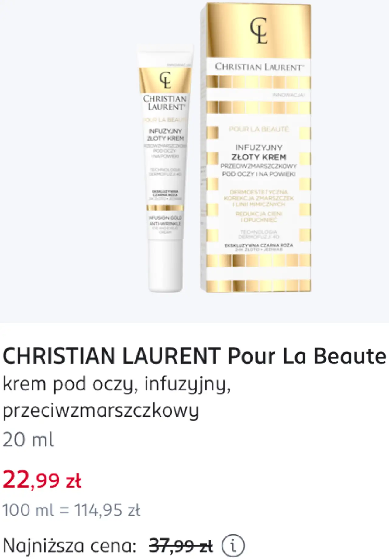 CHRISTIAN LAURENT Pour La Beaute krem pod oczy, infuzyjny, przeciwzmarszczkowy