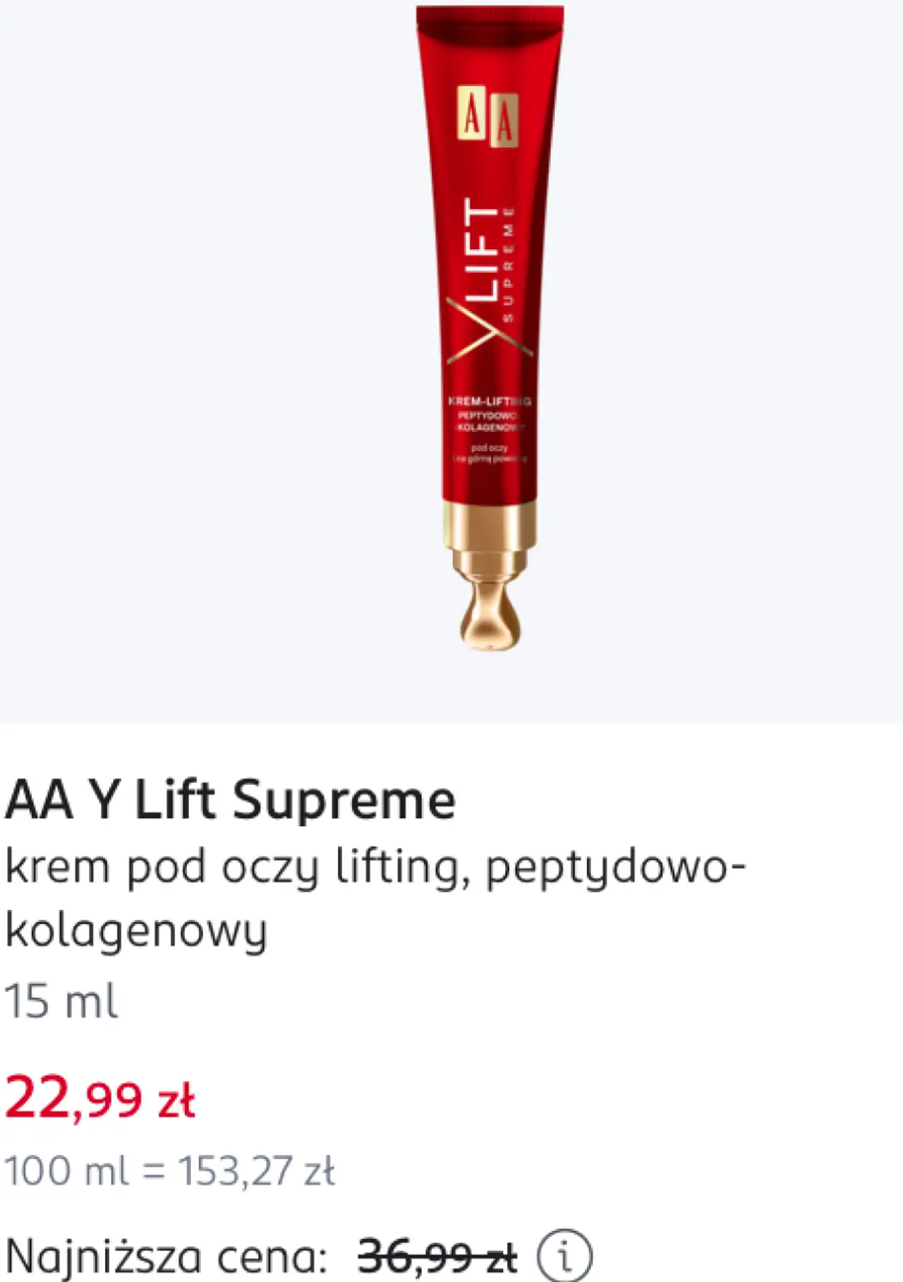 AA Y Lift Supreme krem pod oczy lifting, peptydowo-kolagenowy