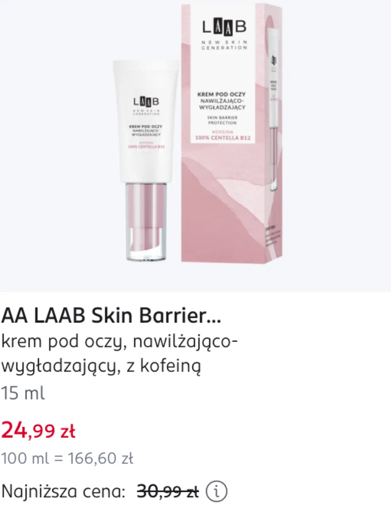 AA LAAB Skin Barrier... krem pod oczy, nawilżająco-wygładzający, z kofeiną