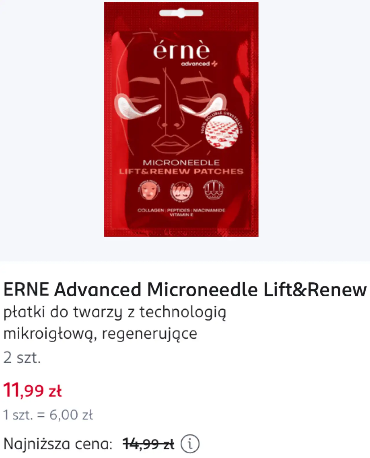 ERNE Advanced Microneedle Lift&Renew płatki do twarzy z technologią mikroigłową, regenerujące