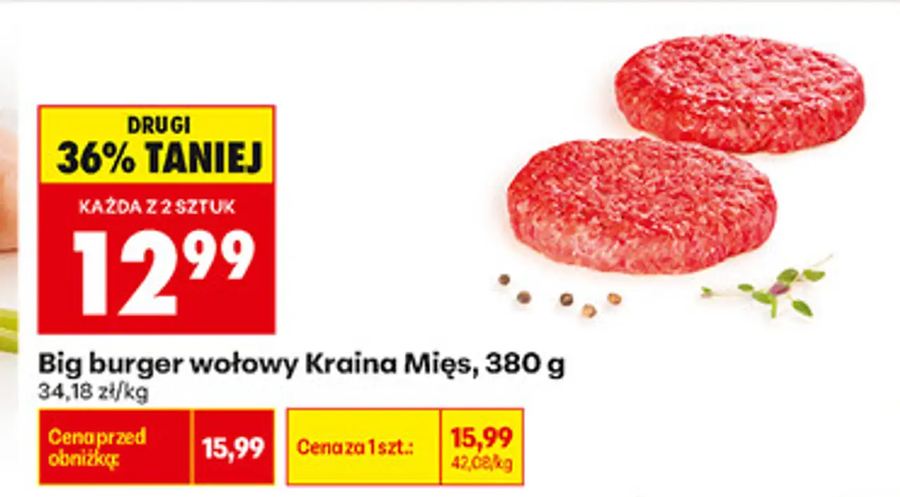Big burger wołowy Kraina Mięs, 380 g