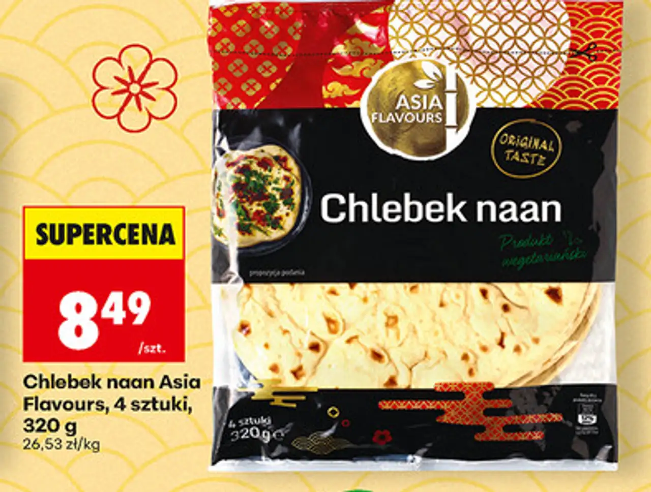 Chlebek naan Asia Flavours, 4 sztuki, 320 g