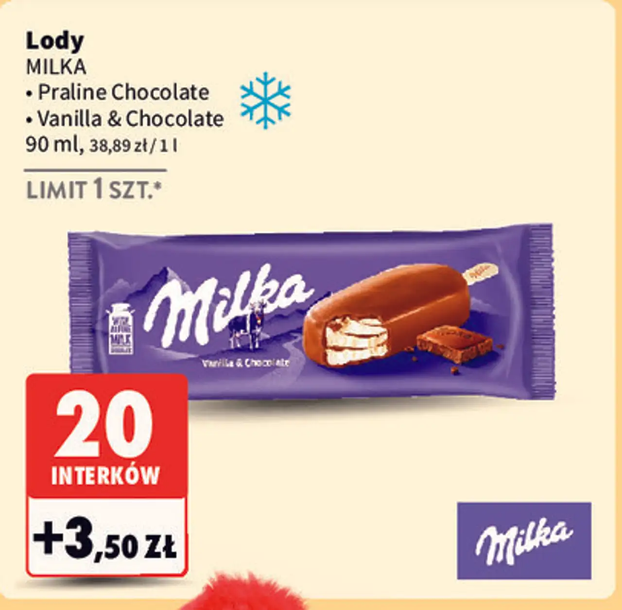 Lody MILKA Praline Chocolate / Vanilla & Chocolate