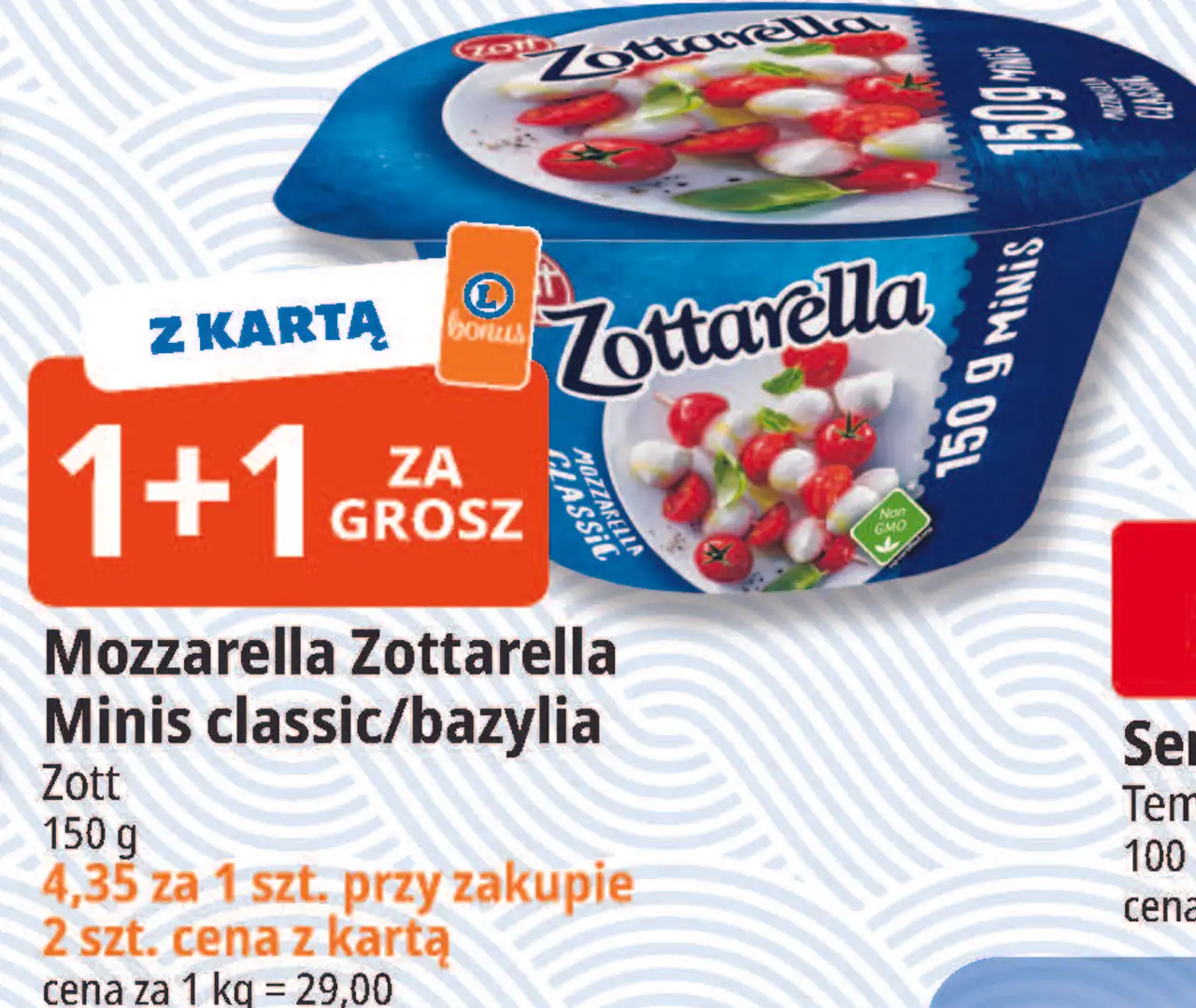 Mozzarella Zottarella Minis classic/bazylia Zott