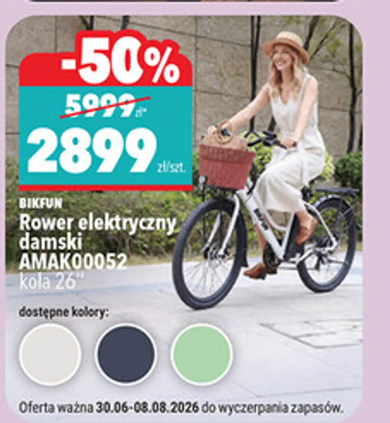 BIKFUN Rower elektryczny damski AMAK00052 Kola 26"