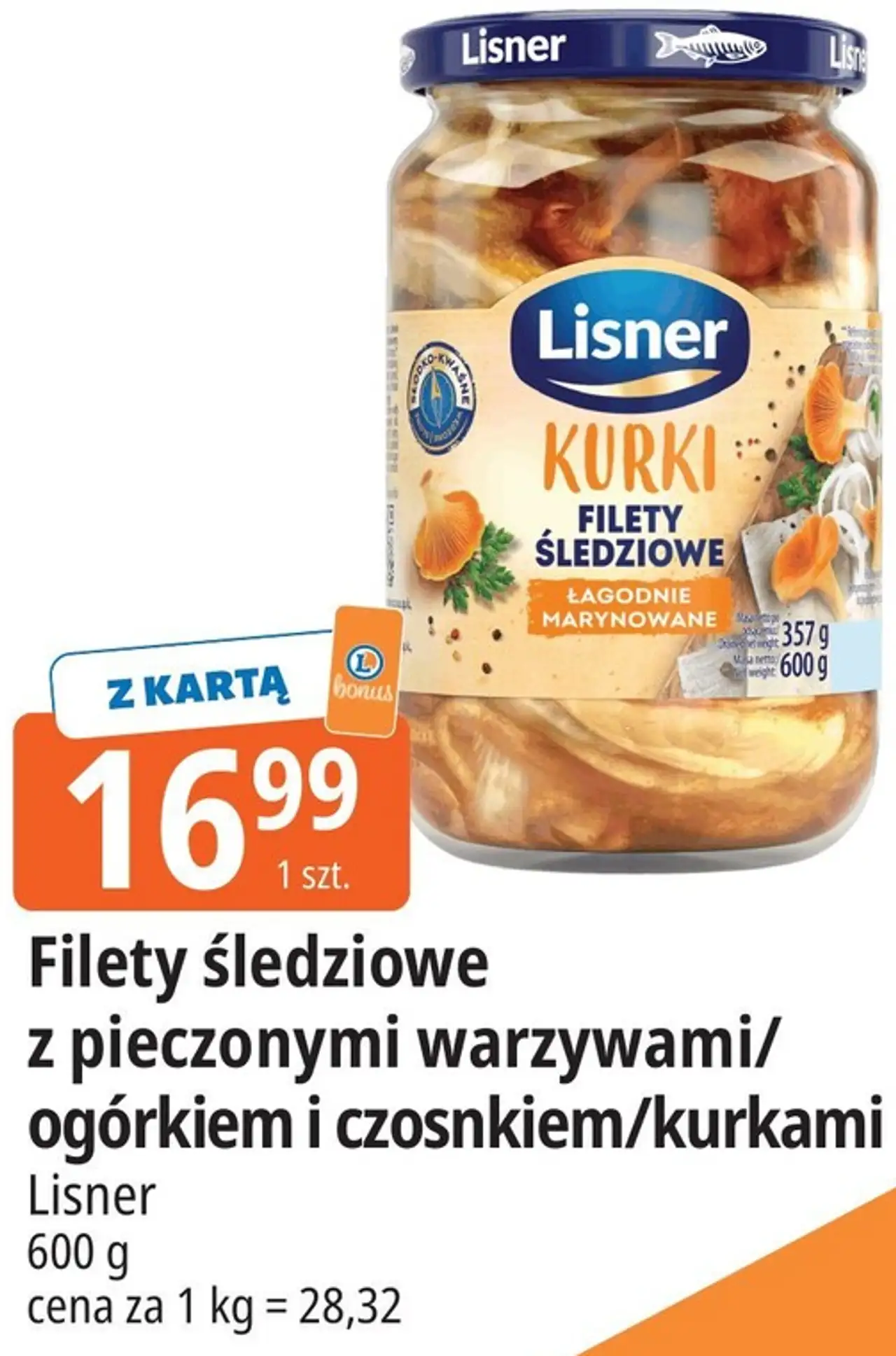 Filety śledziowe z pieczonymi warzywami/ ogórkiem i czosnkiem/ kurkami Lisner