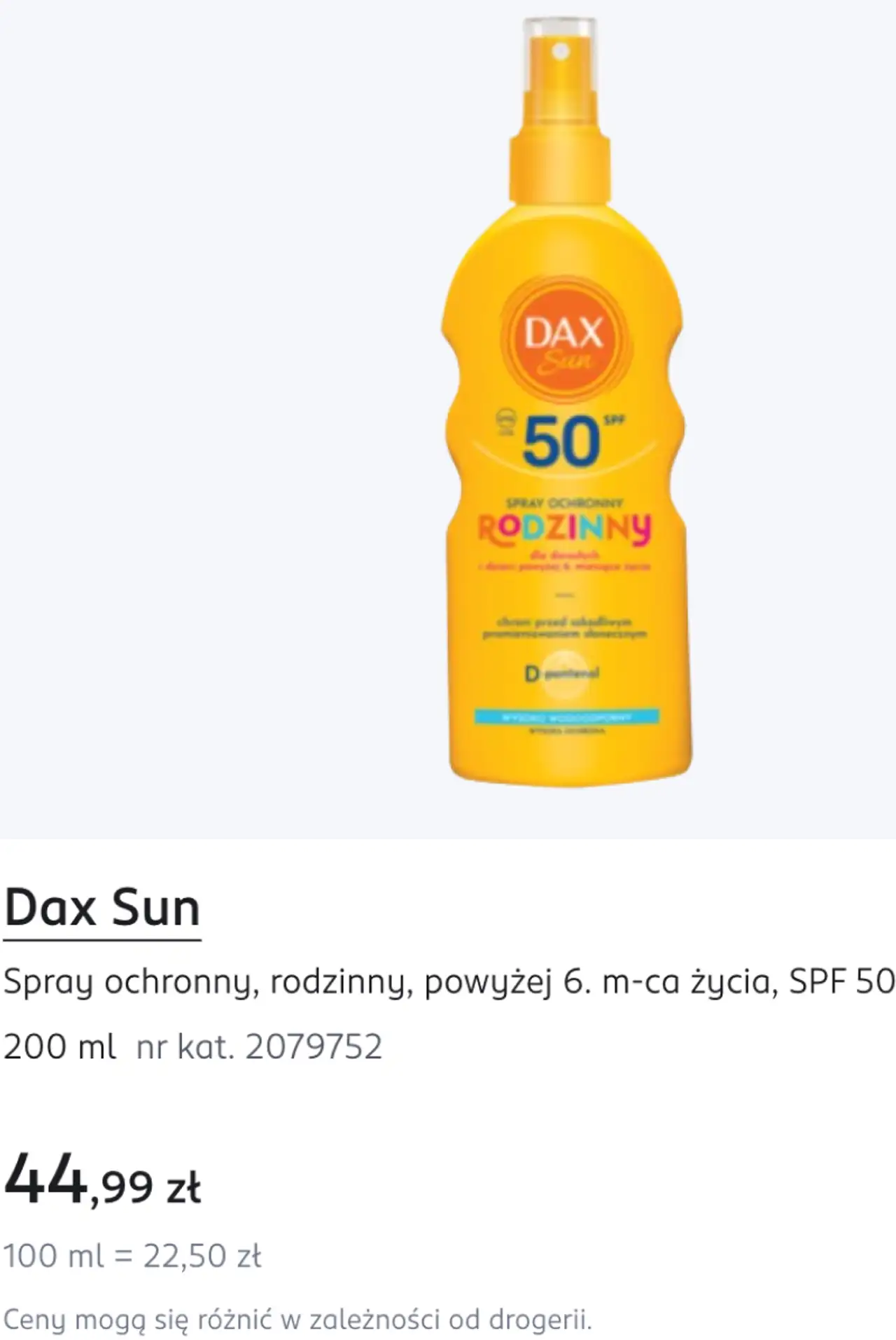 Dax Sun Spray ochronny, rodzinny, powyżej 6. m-ca życia, SPF 50