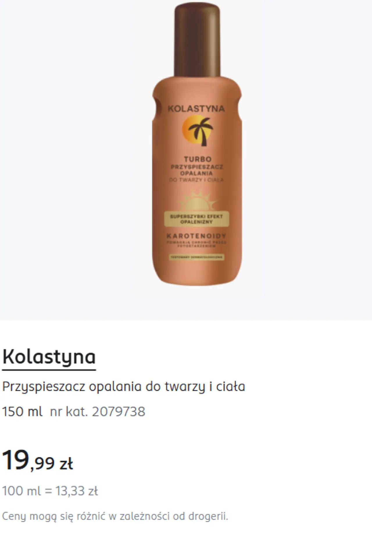 Kolastyna Przyspieszacz opalania do twarzy i ciała