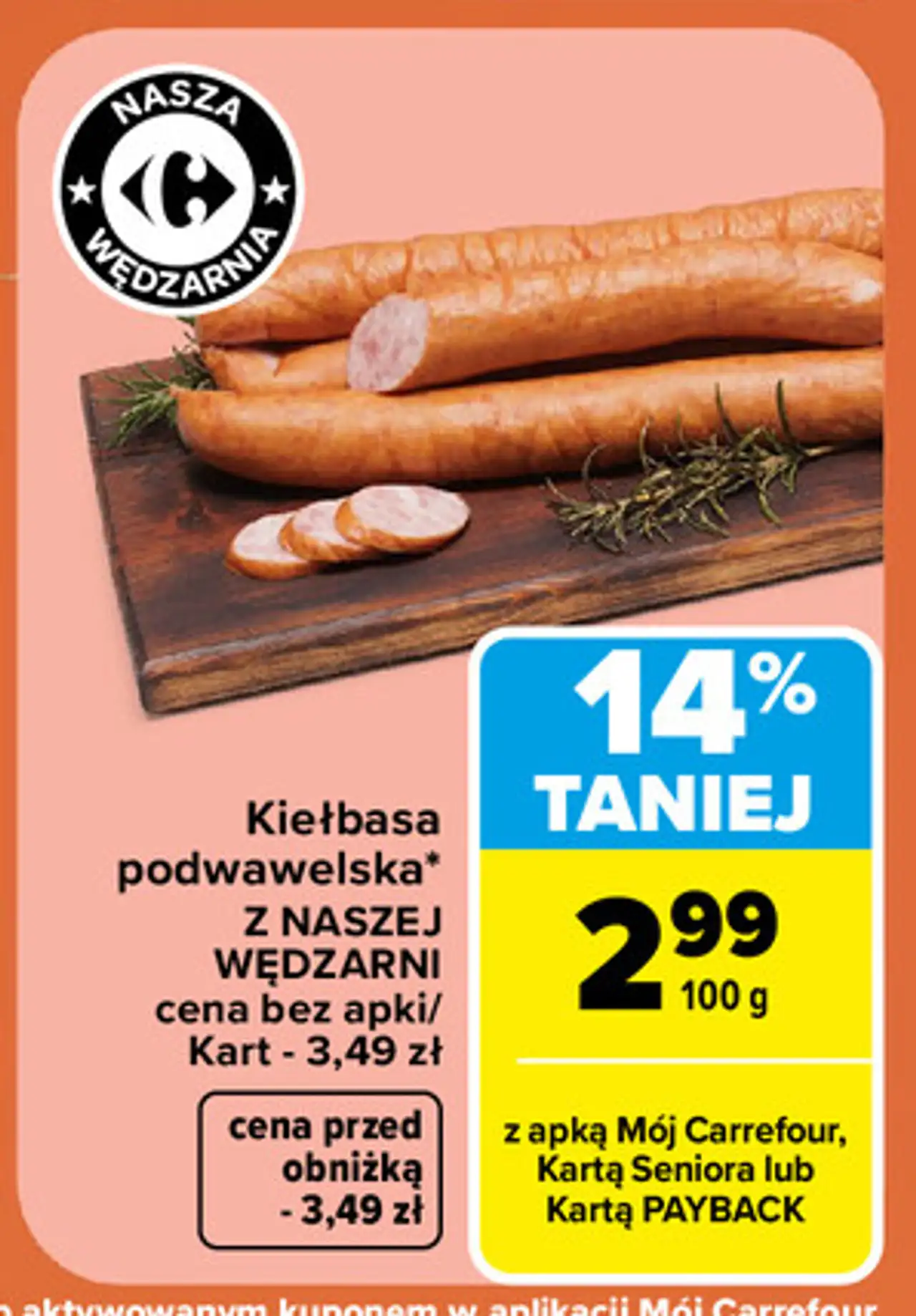 Kiełbasa podwawelska Nasza Wędzarnia Carrefour