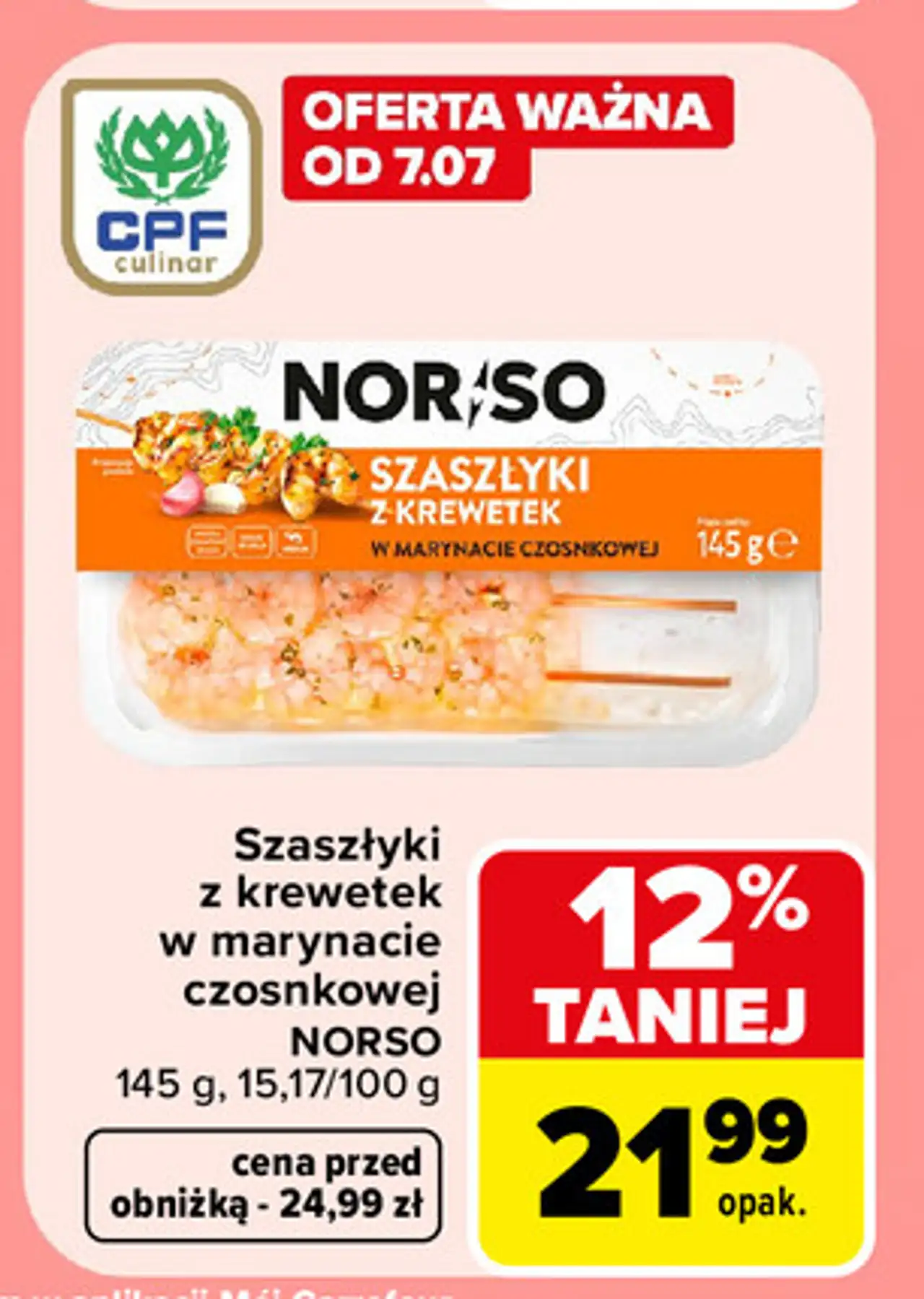 Szaszłyki z krewetek w marynacie czosnkowej Norso