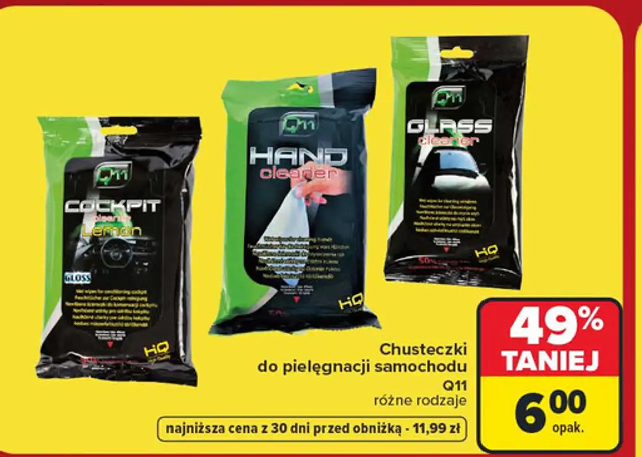 Chusteczki do odtłuszczania rąk z zabrudzeń oleju Q11 Hand Cleaner