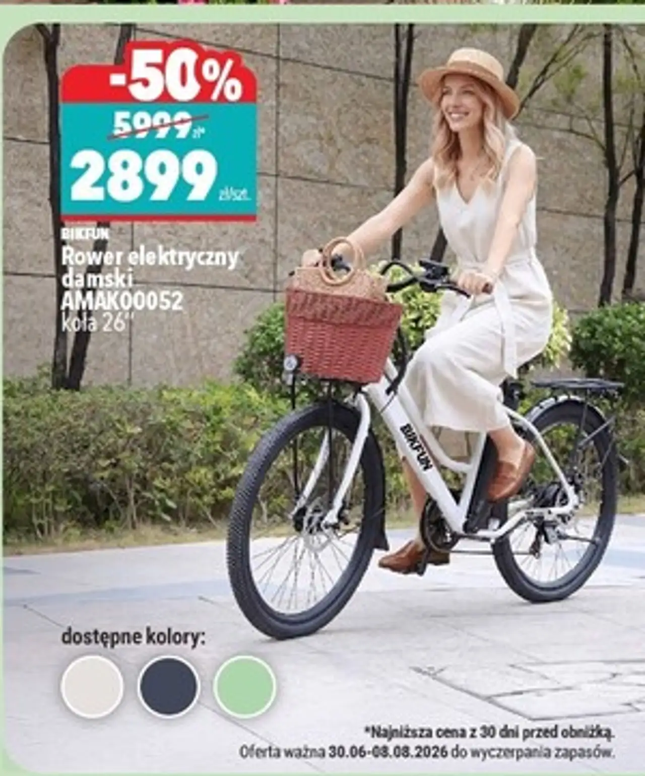 Rower elektryczny amak00052 zielony Bikfun