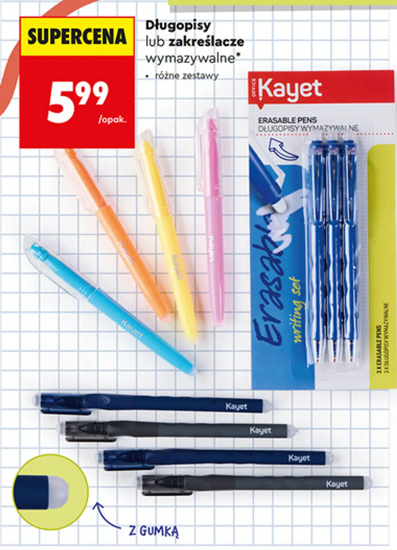 Kayet Długopisy lub zakreślacze wymazywalne