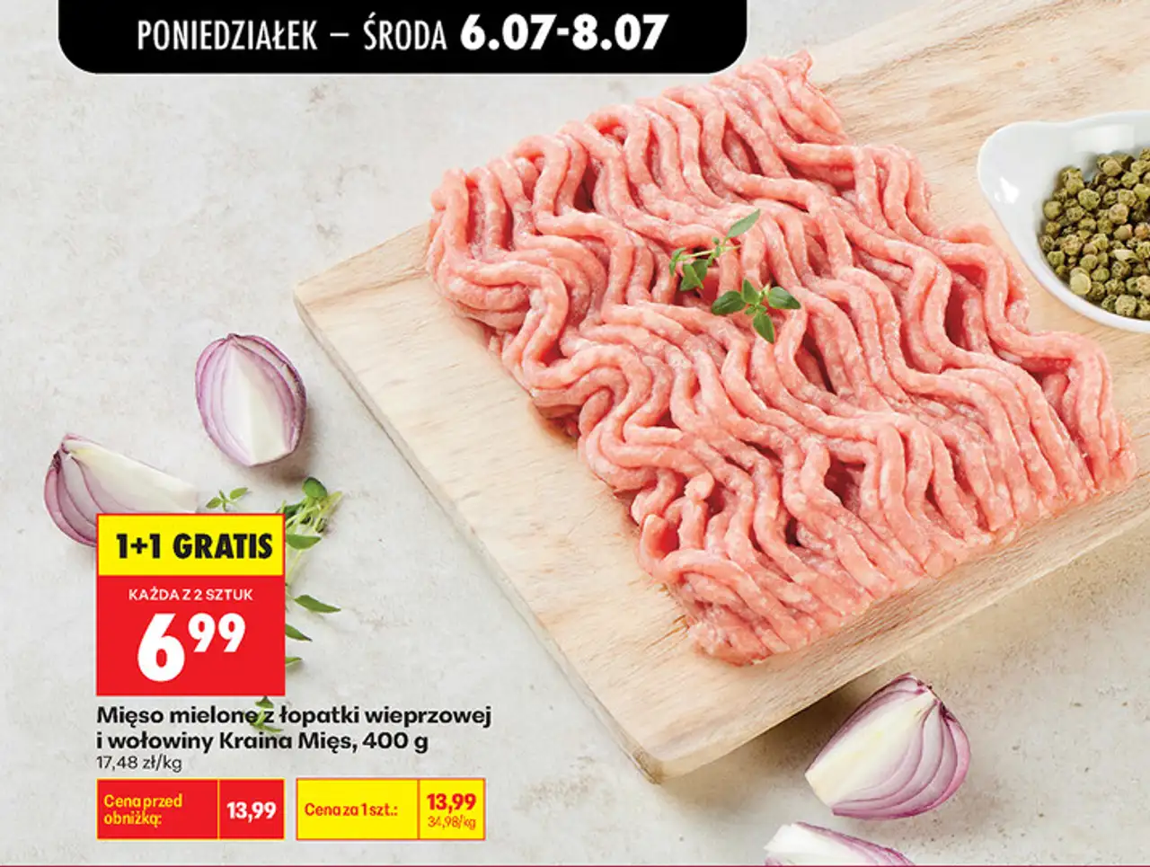 Mięso mielone z łopatki wieprzowej i wołowej Kraina Mięs, 400 g