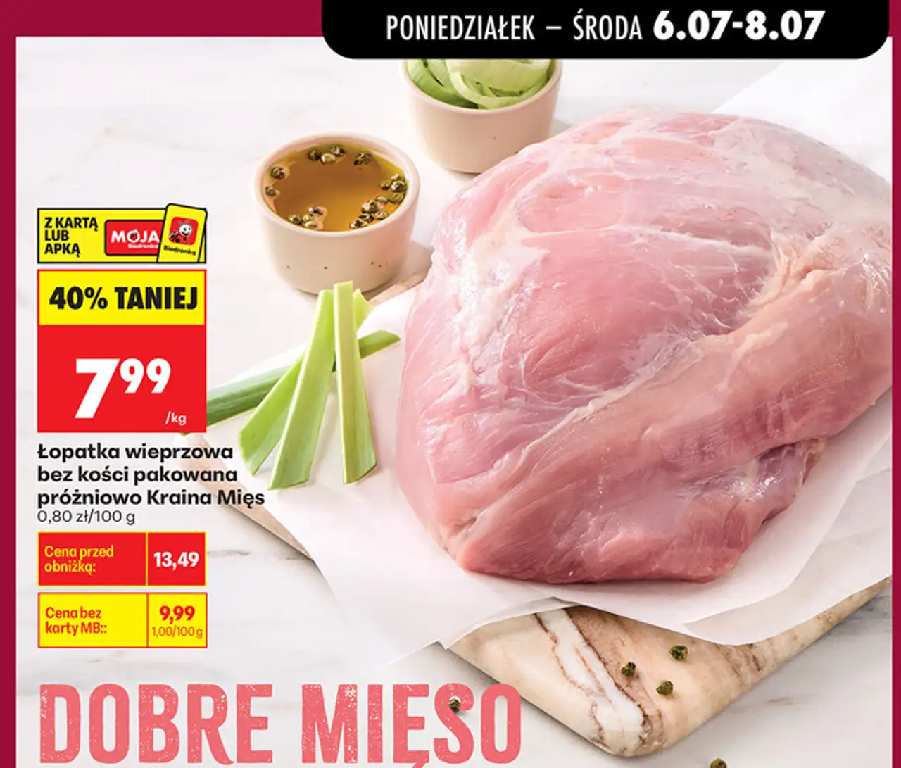 Łopatka wieprzowa bez kości pakowana próżniowo Kraina Mięs