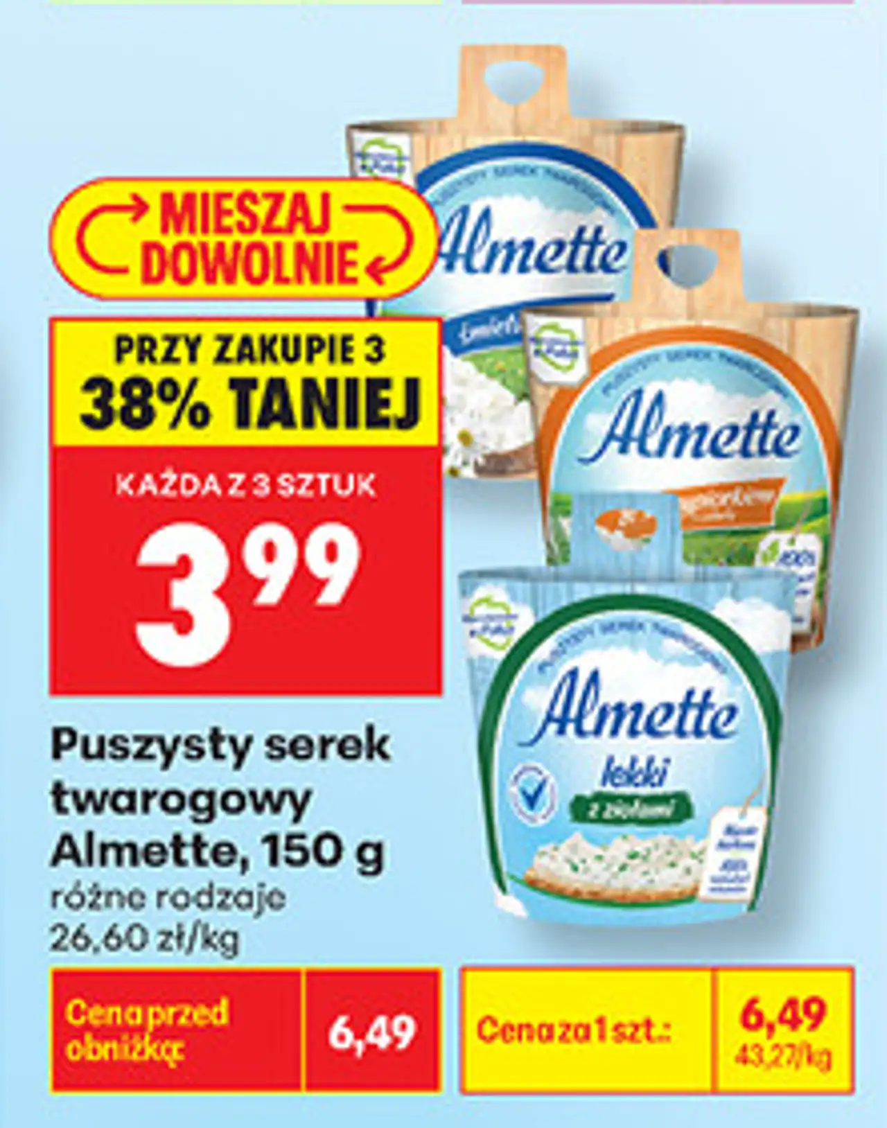 Puszysty serek twarogowy Almette