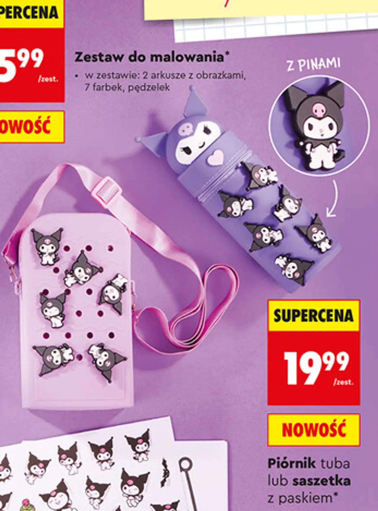 St. Majewski Piórnik tuba lub saszetka z paskiem Kuromi
