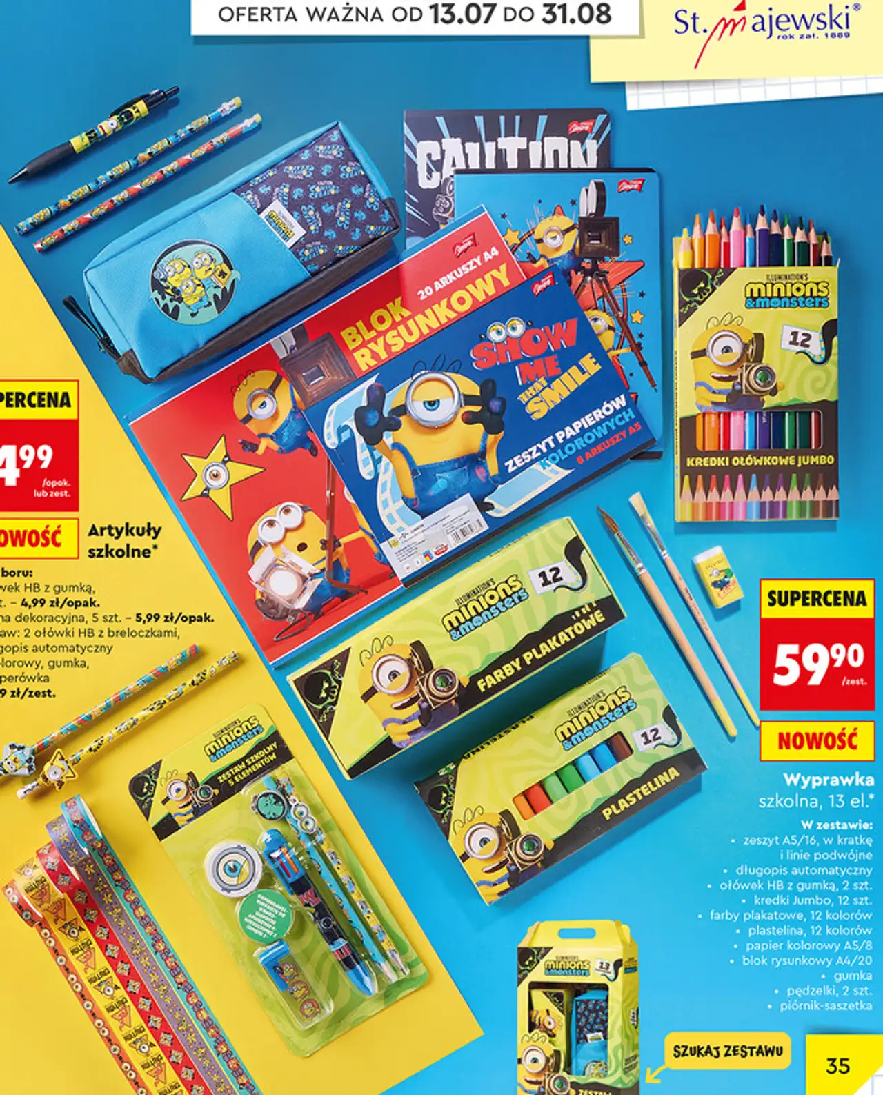 Wyprawka szkolna, 13 el. Minions