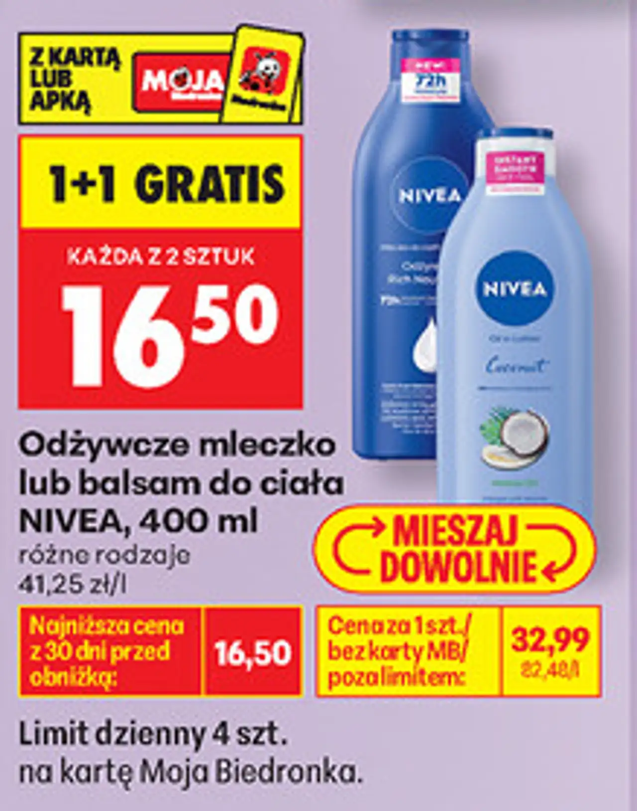 Odżywcze mleczko lub balsam do ciała NIVEA