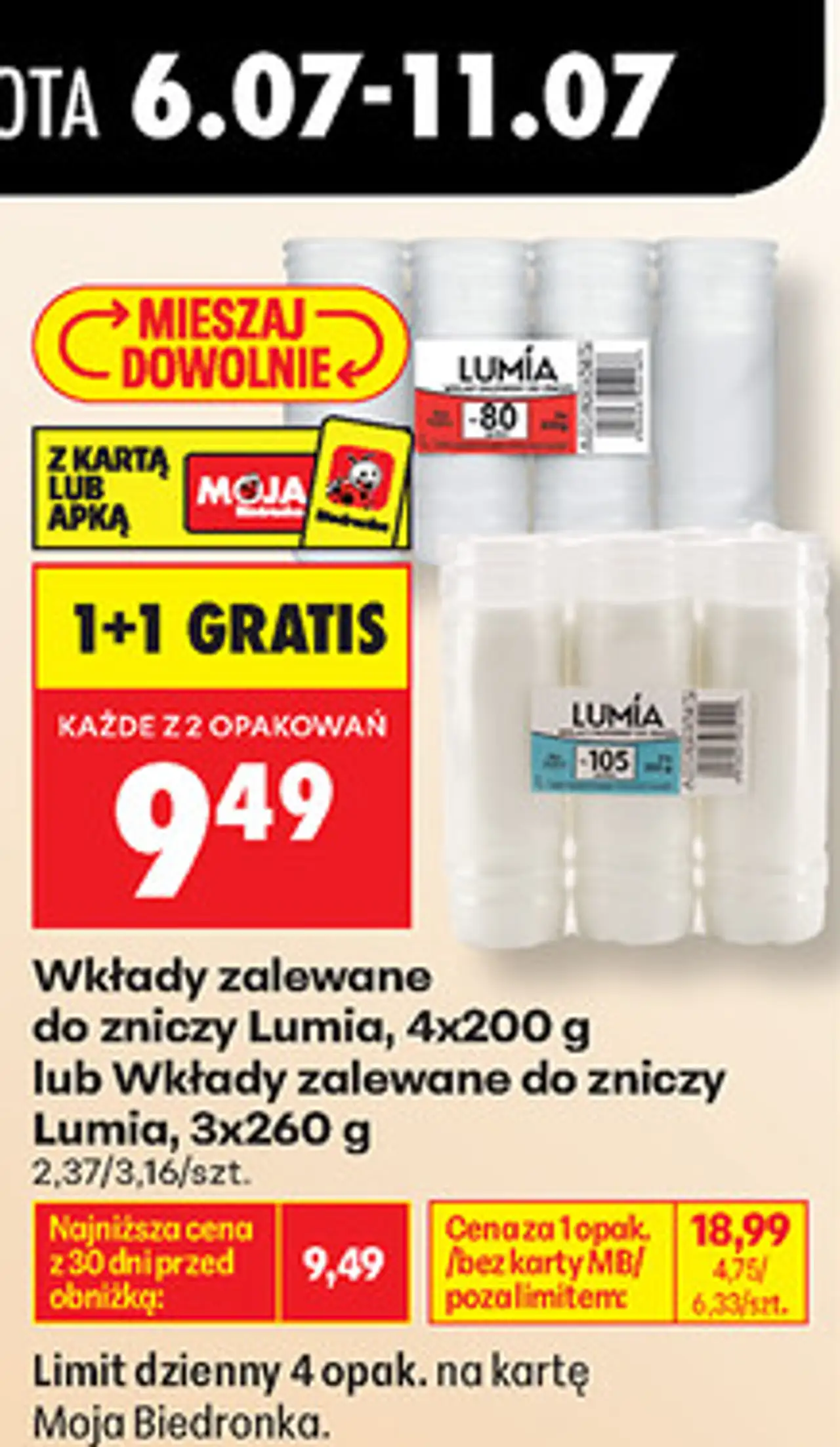 Wkłady zalewane do zniczy Lumia, 4x200 g lub Wkłady zalewane do zniczy Lumia, 3x260 g