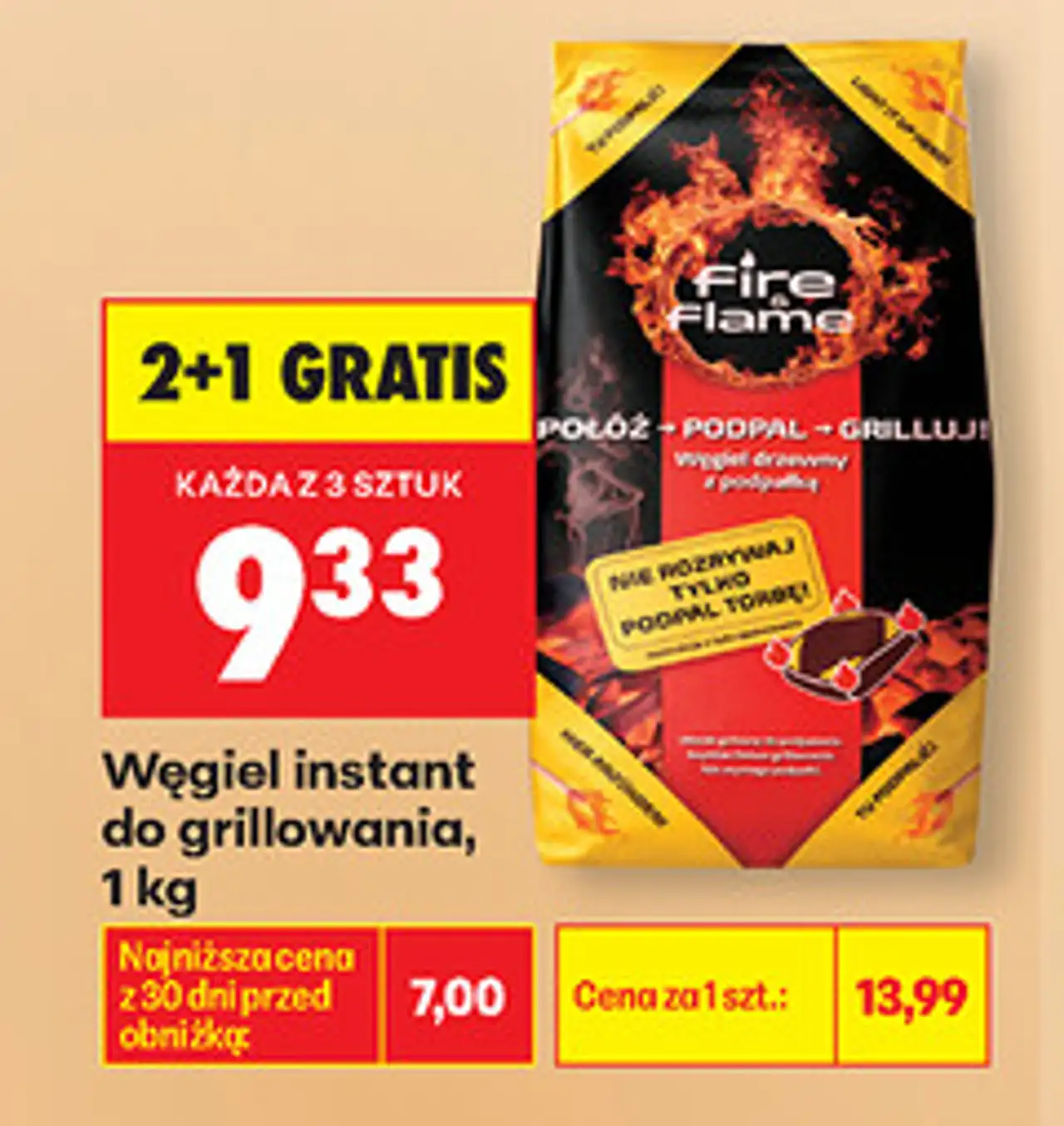 Węgiel instant do grillowania Fire Flame, 1 kg