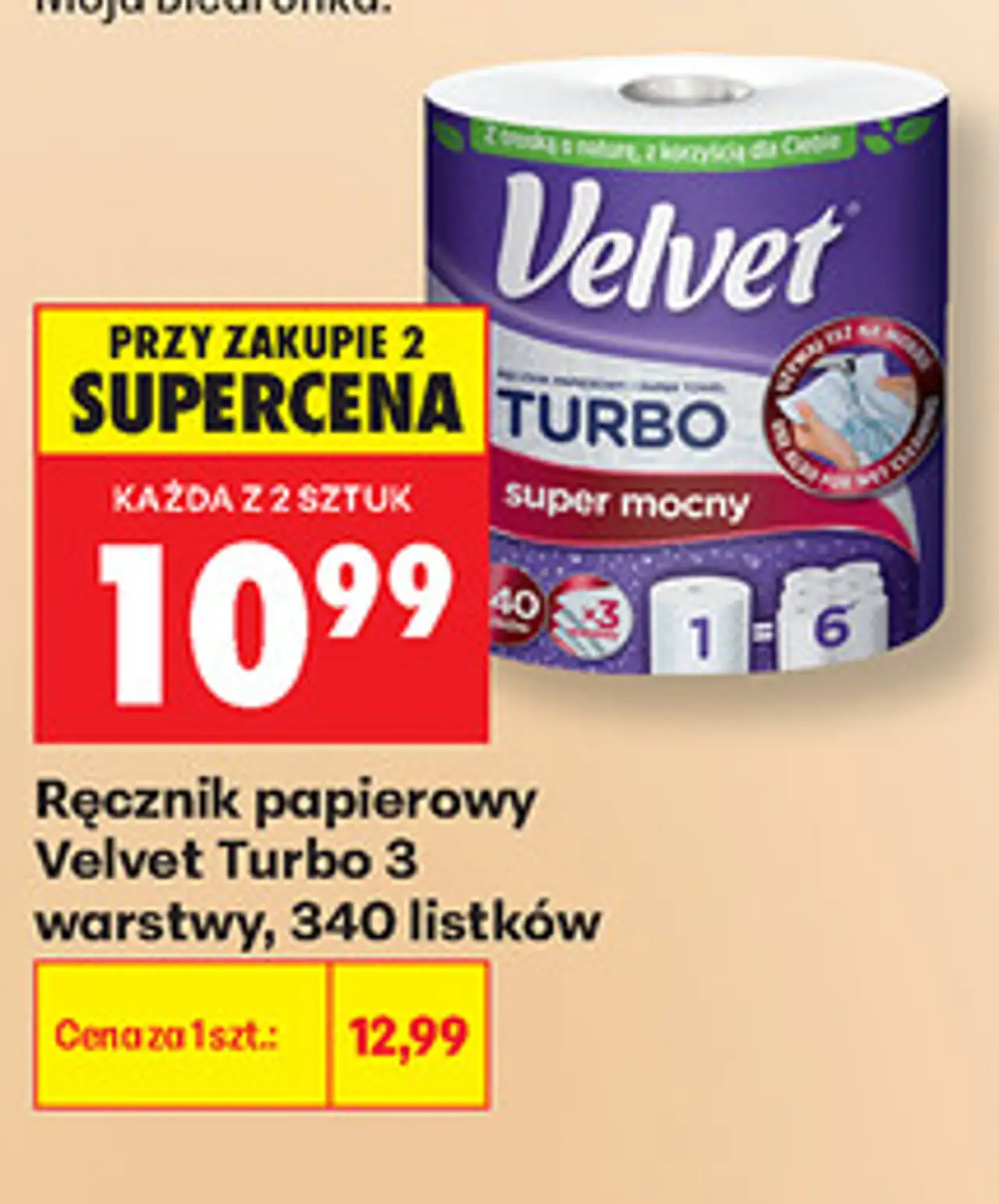 Ręcznik papierowy Velvet Turbo 3 warstwy, 340 listków