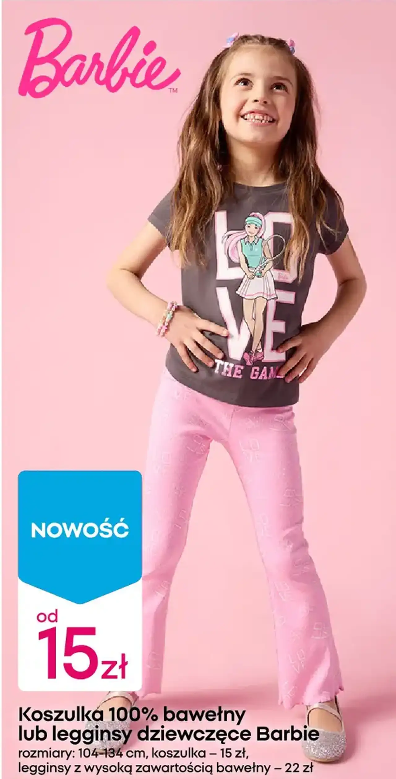 Koszulka 100% bawełny lub legginsy dziewczęce Barbie