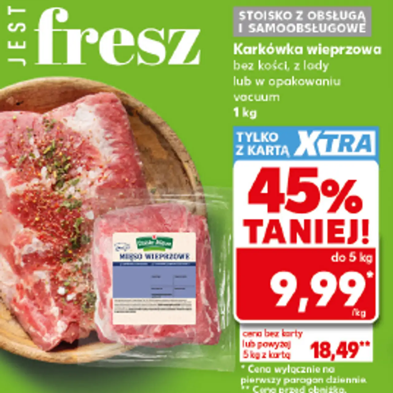Karkówka wieprzowa bez kości, z lady lub w opakowaniu vacuum