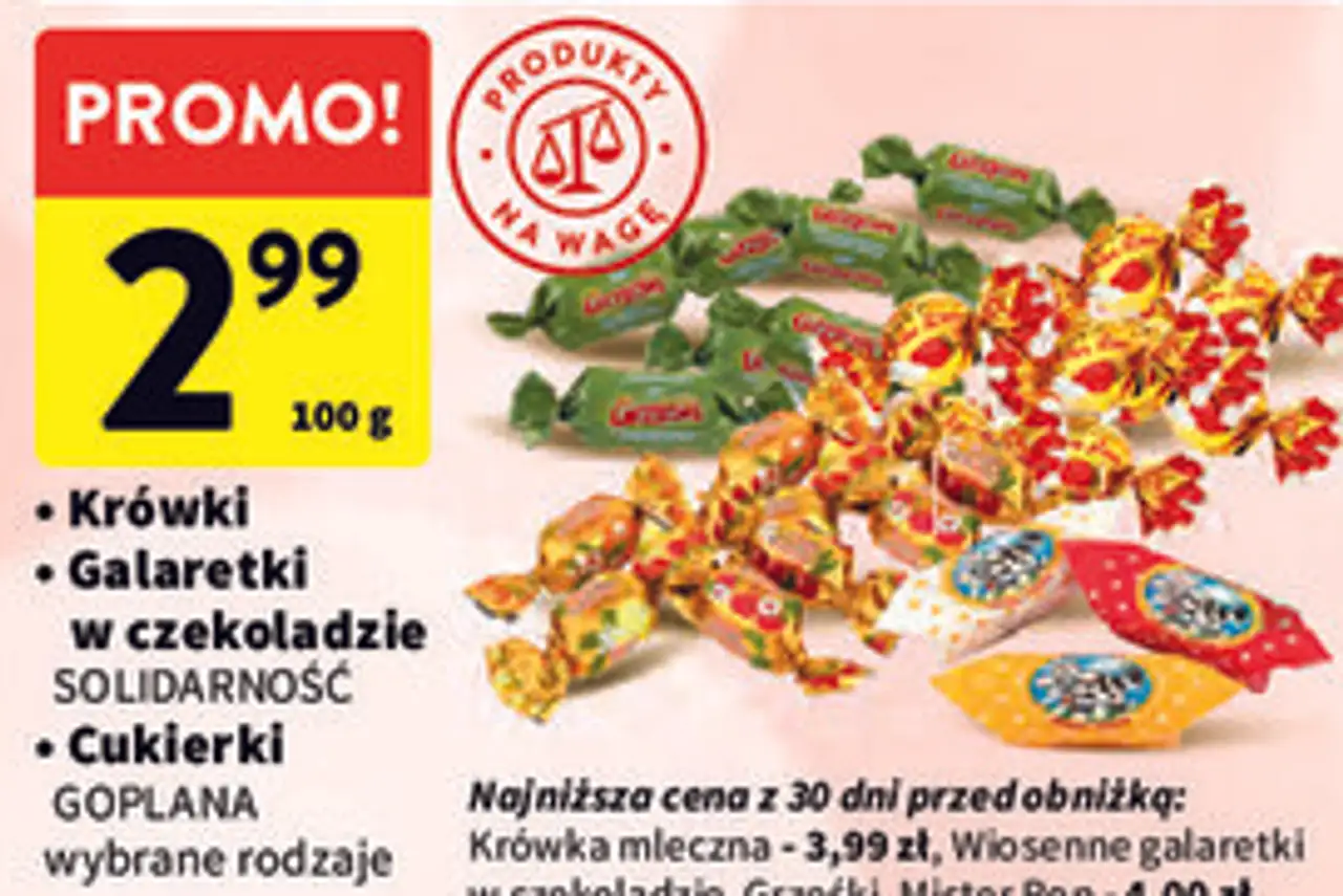 Krówki, Galaretki w czekoladzie SOLIDARNOŚĆ, Cukierki GOPLANA wybrane rodzaje