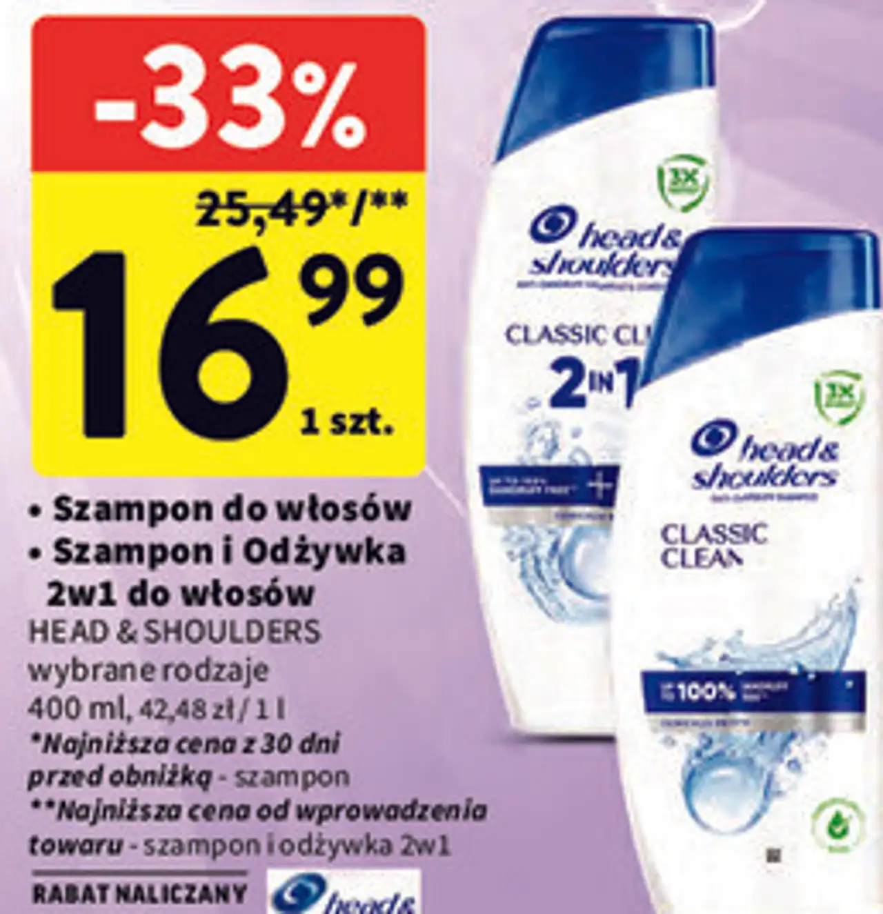 Head & Shoulders Szampon do włosów, Szampon i Odżywka 2w1 do włosów