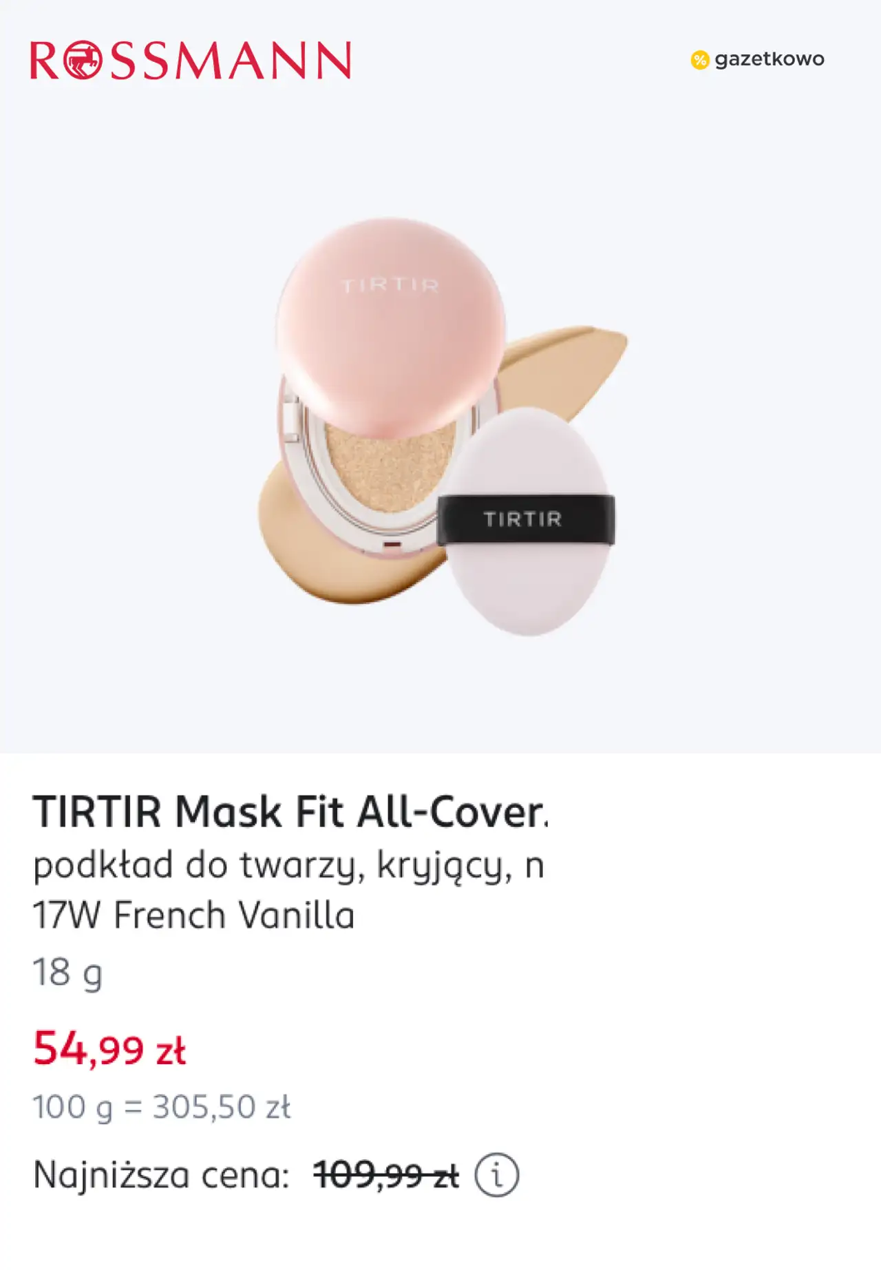 TIRTIR Mask Fit All-Cover, podkład do twarzy, kryjący, n 17W French Vanilla