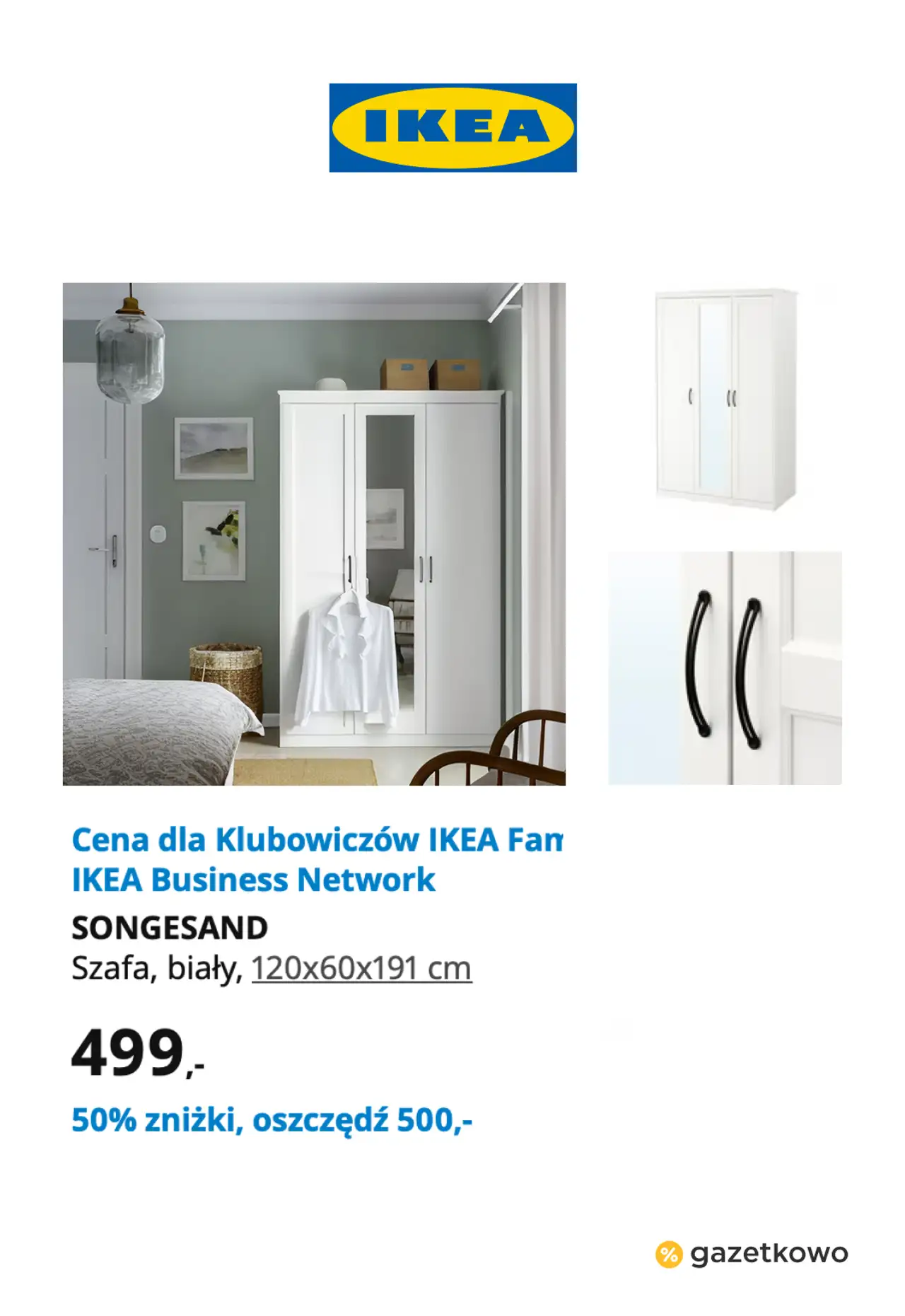 IKEA SONGESAND Szafa, biały, 120x60x191 cm