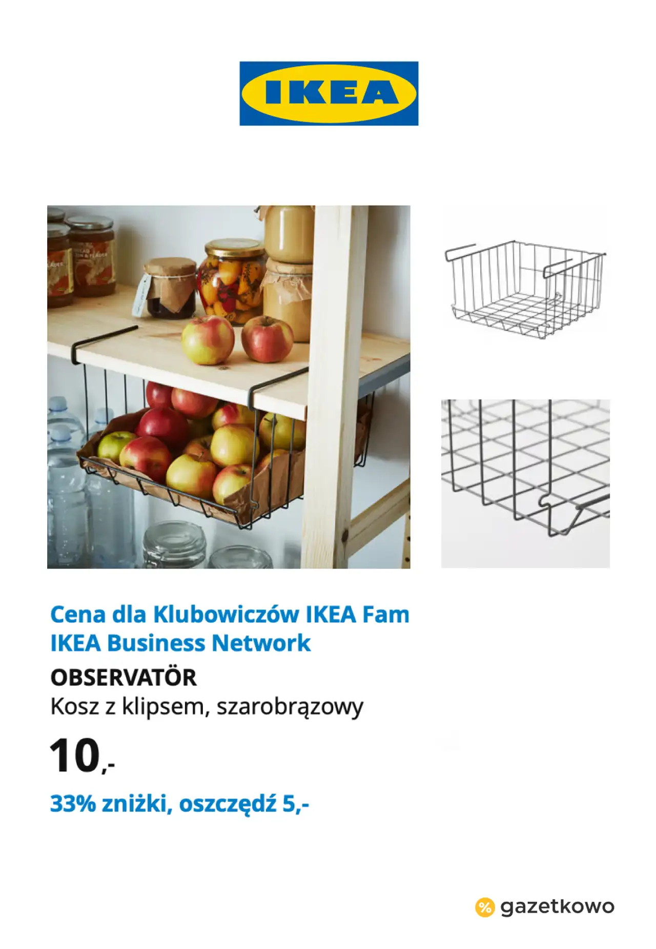 IKEA OBSERVATÖR Kosz z klipsem, szarobrązowy